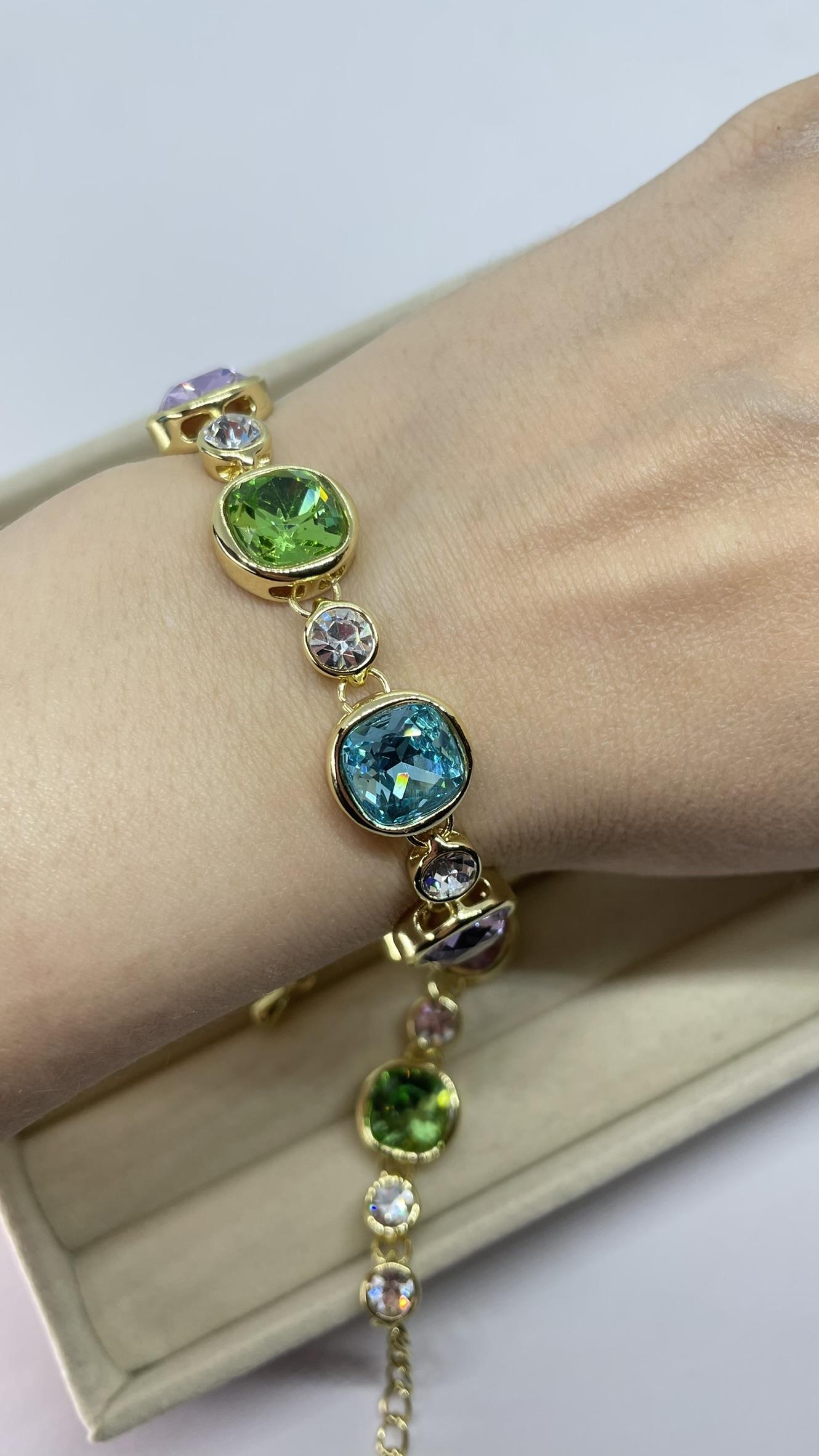 Premium Seri Mor, Yeşil Ve Mavi Taşlı Bileklik