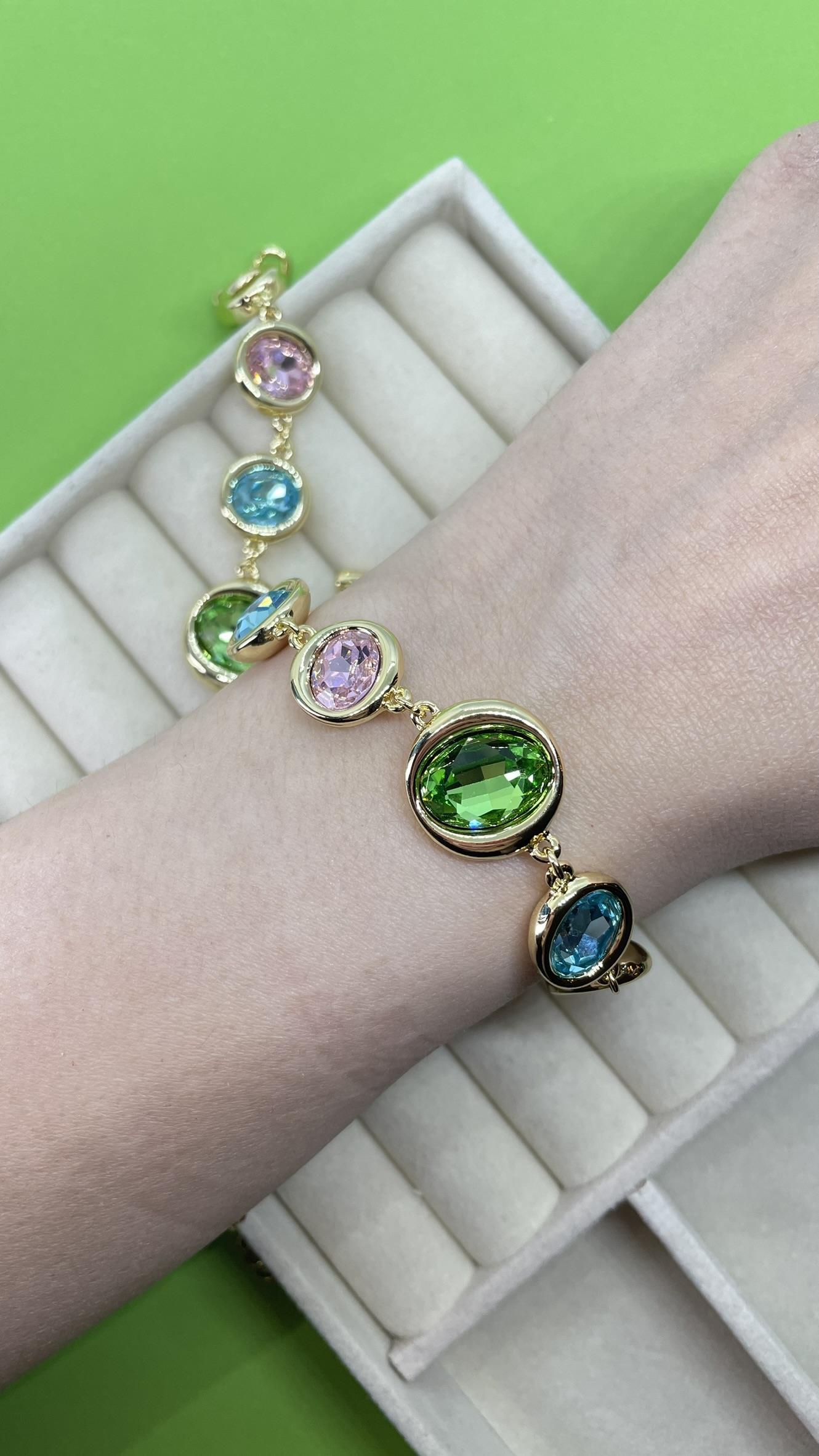 Premium Seri Renkli Taşlı Gold Bileklik