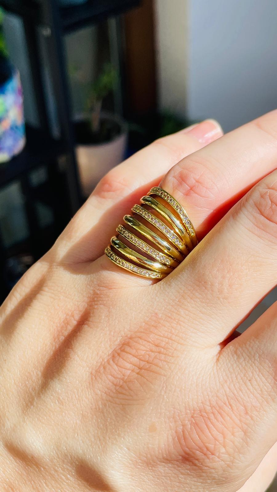 Sargılı Gold Ayarlanabilir Yüzük