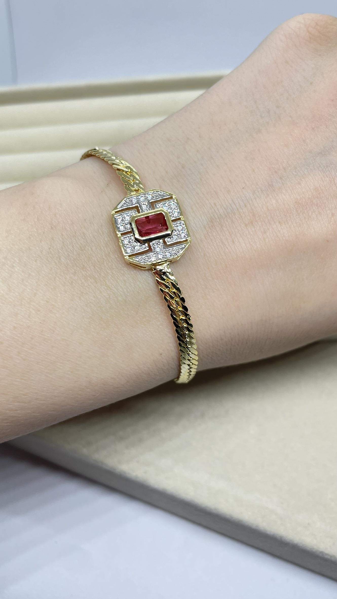 Taşlı İtalyan Ezme Bileklik