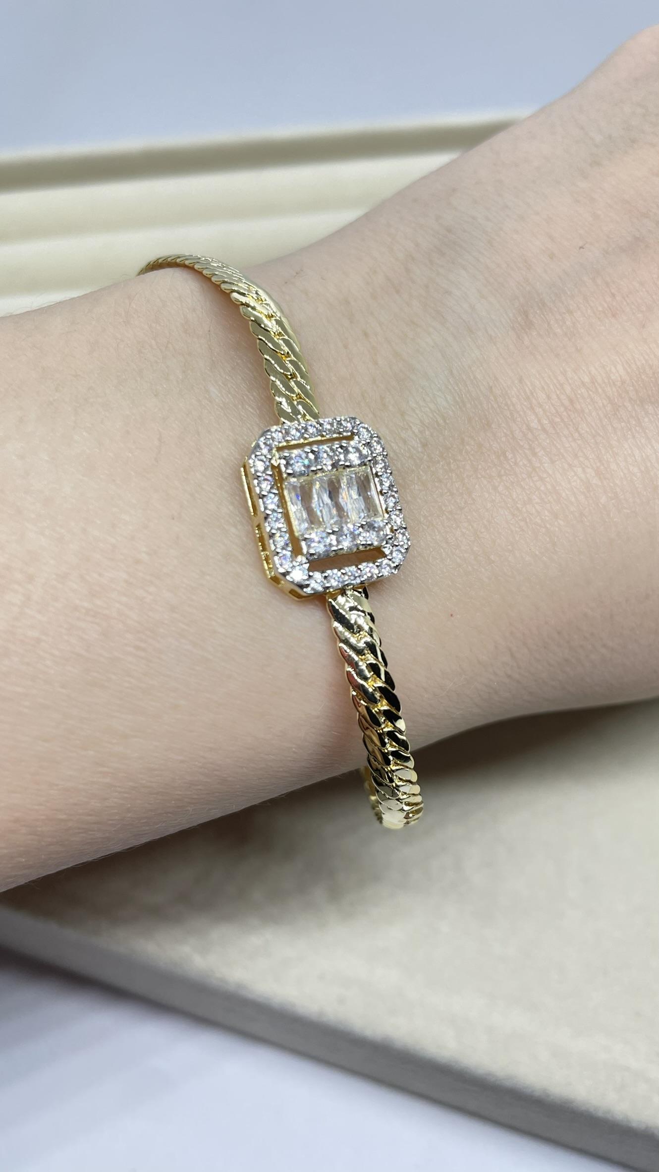 Taşlı İtalyan Ezme Bileklik