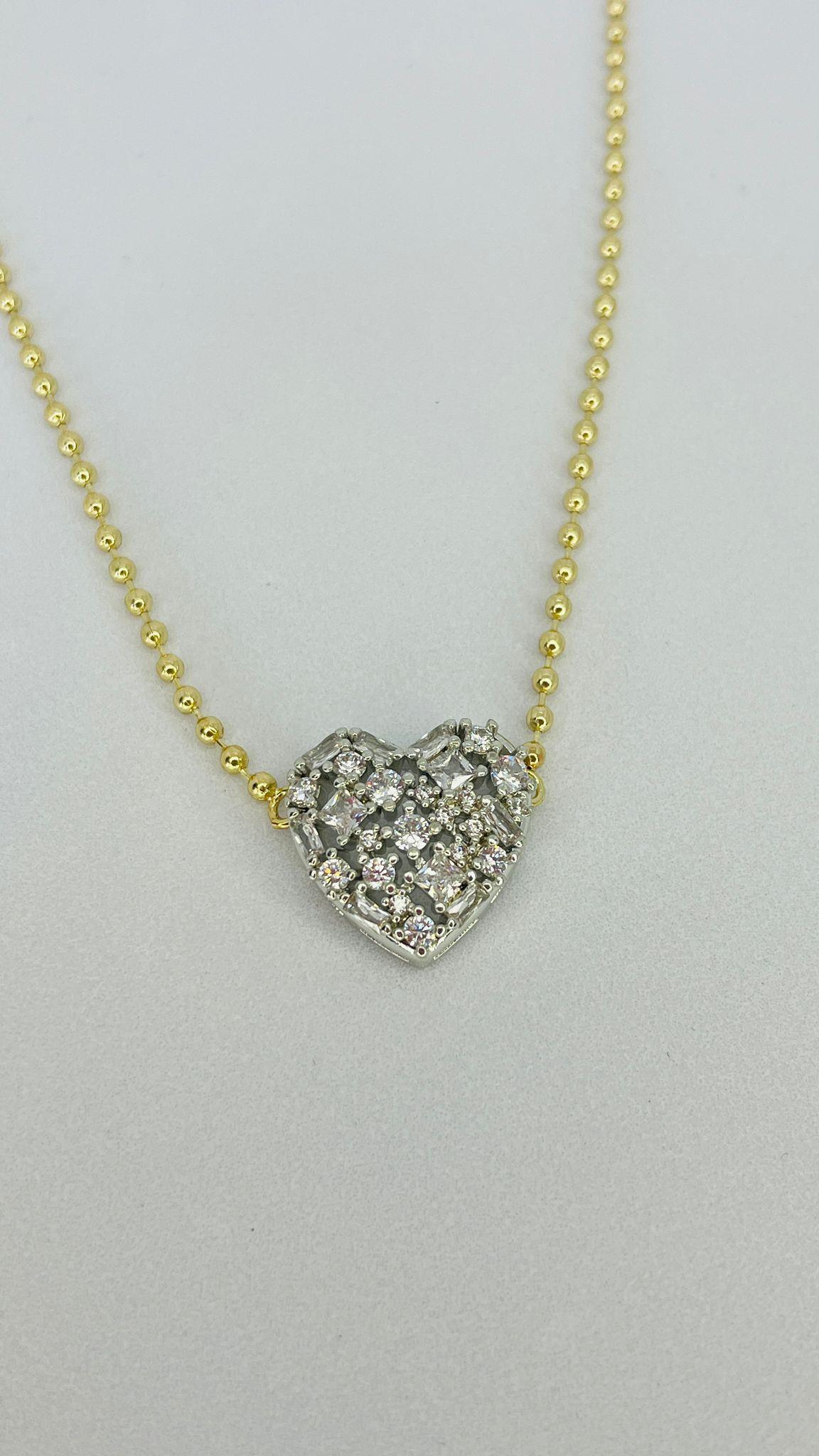 Top Zincirli Kalp Kolye