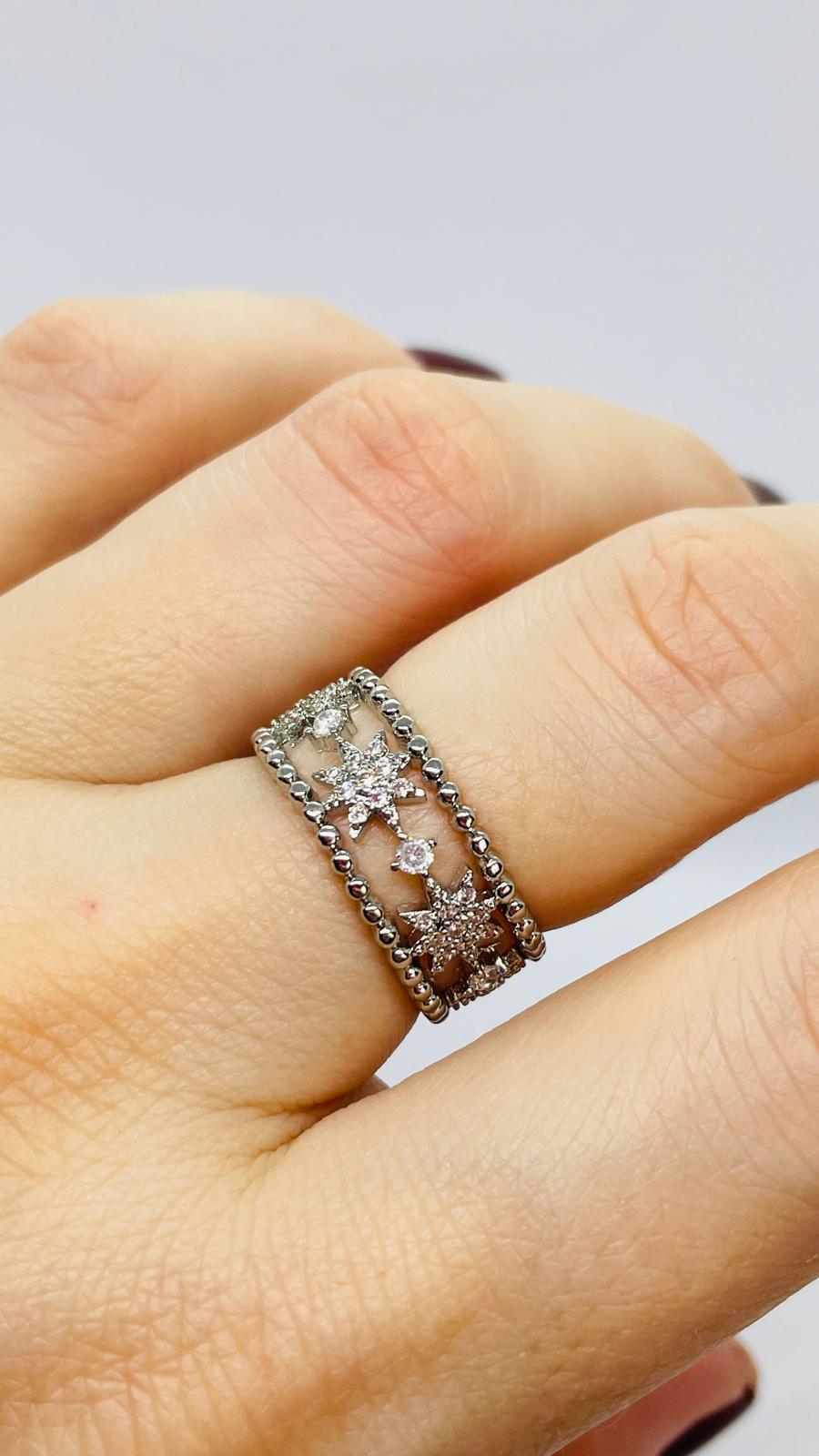 Yıldız Ayarlı Silver  Yüzük