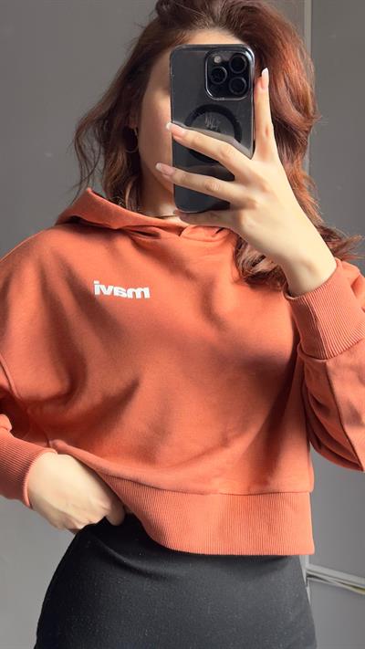 Mavi Baskılı Crop Sweat