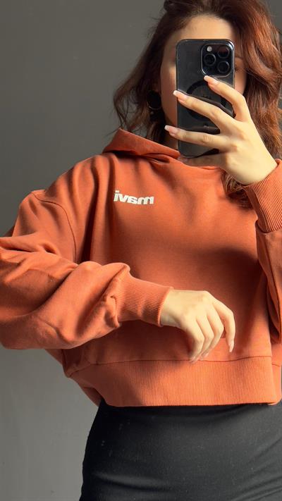 Mavi Baskılı Crop Sweat