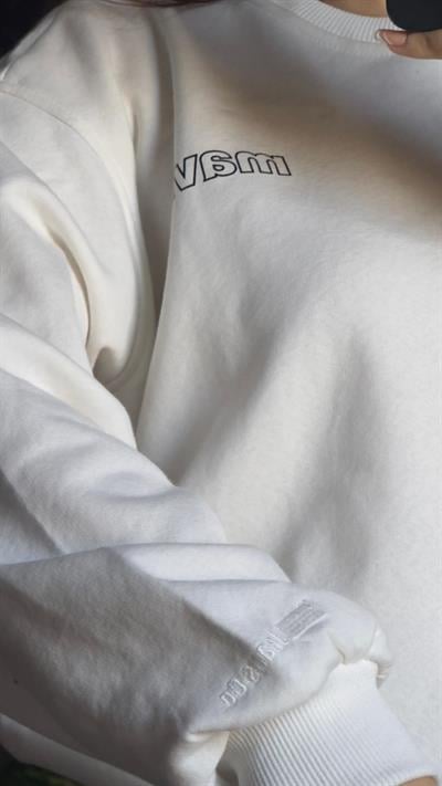 Mavi Yazılı Beyaz  Sweatshirt