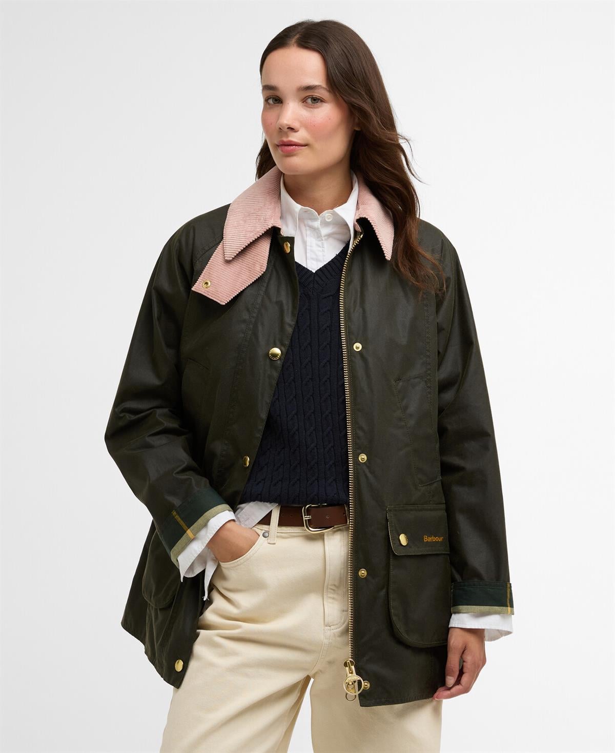 Barbour ダークグリーン ジャケット 36 Barbour Modern Beadnell Yağlı Ceket OL99 Archive Olive-Ancient