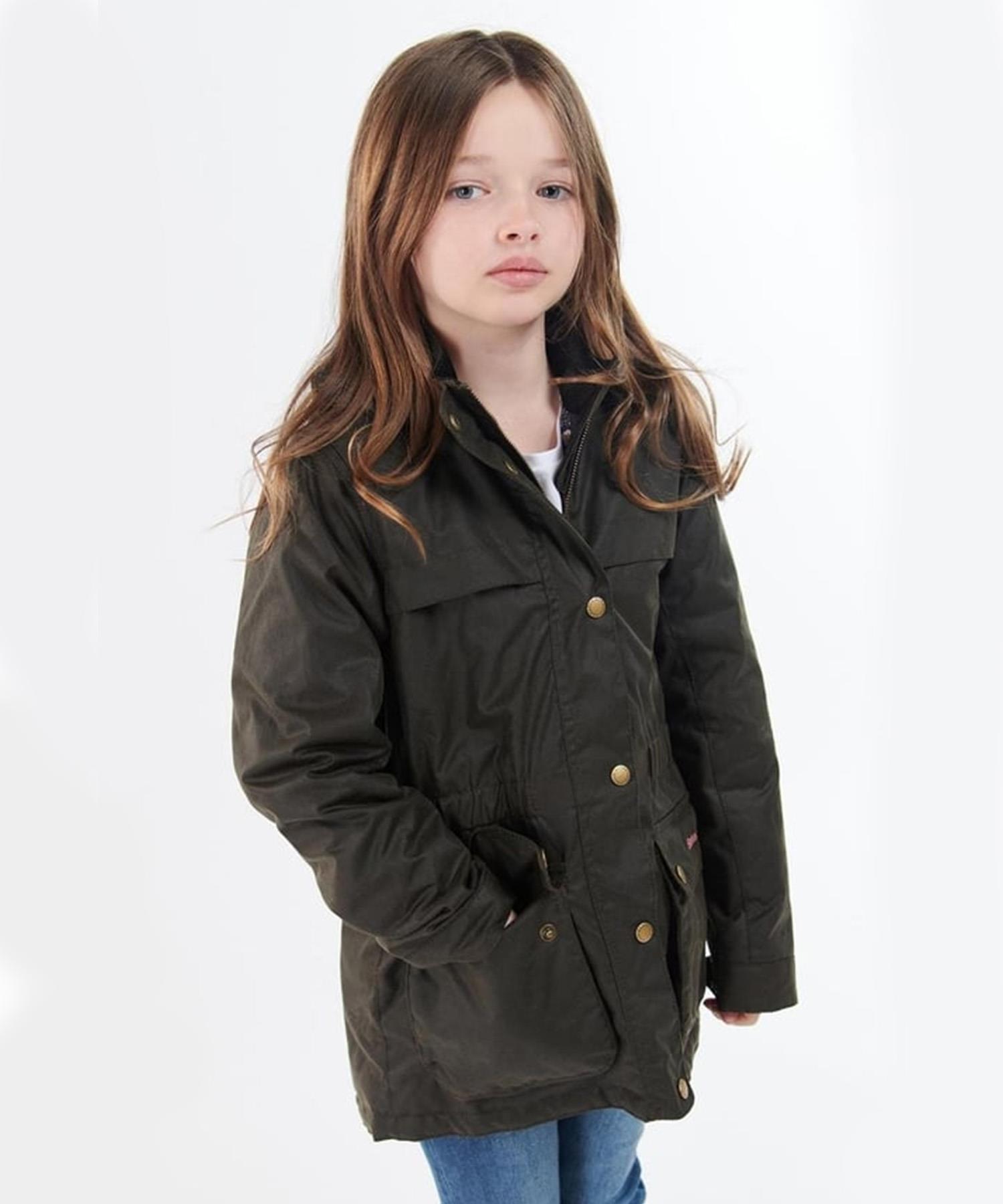 Barbour Cassley Kız Çocuk Yağlı Ceket Olive-Navy Adventure Floral