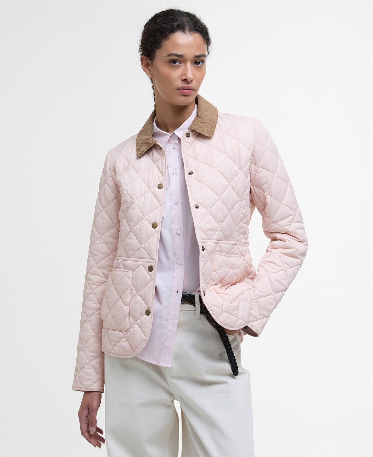 Barbour Deveron Kapitone Ceket PI14 Primrose Pink-Ice White