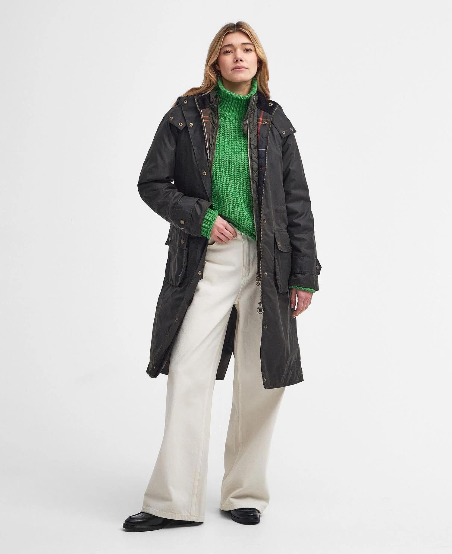 Barbour Long Cannich Yağlı Ceket OL71 Olive-Classic