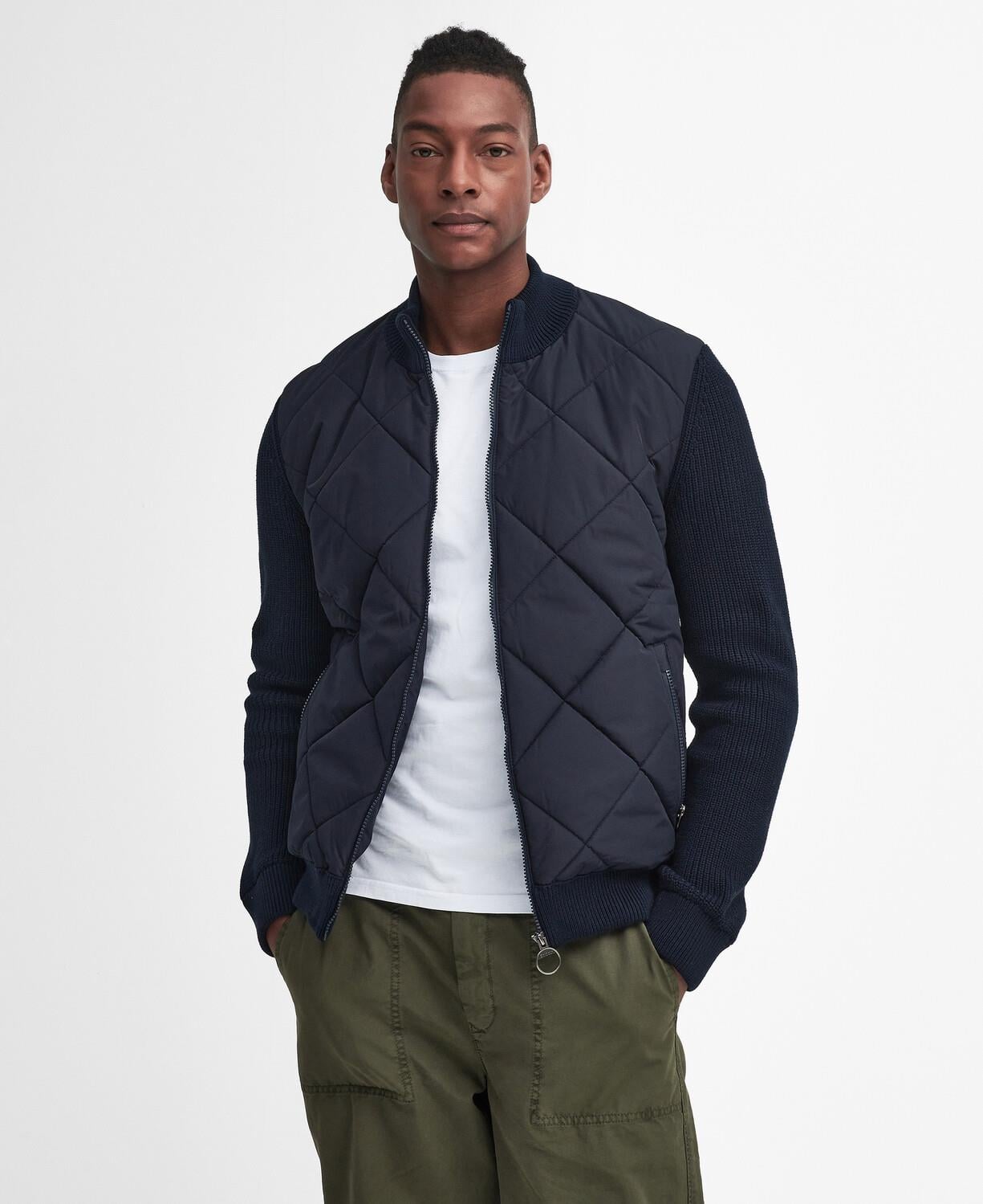 Barbour Newland Zip Through Knitted Jumper Kazak NY91 Navy