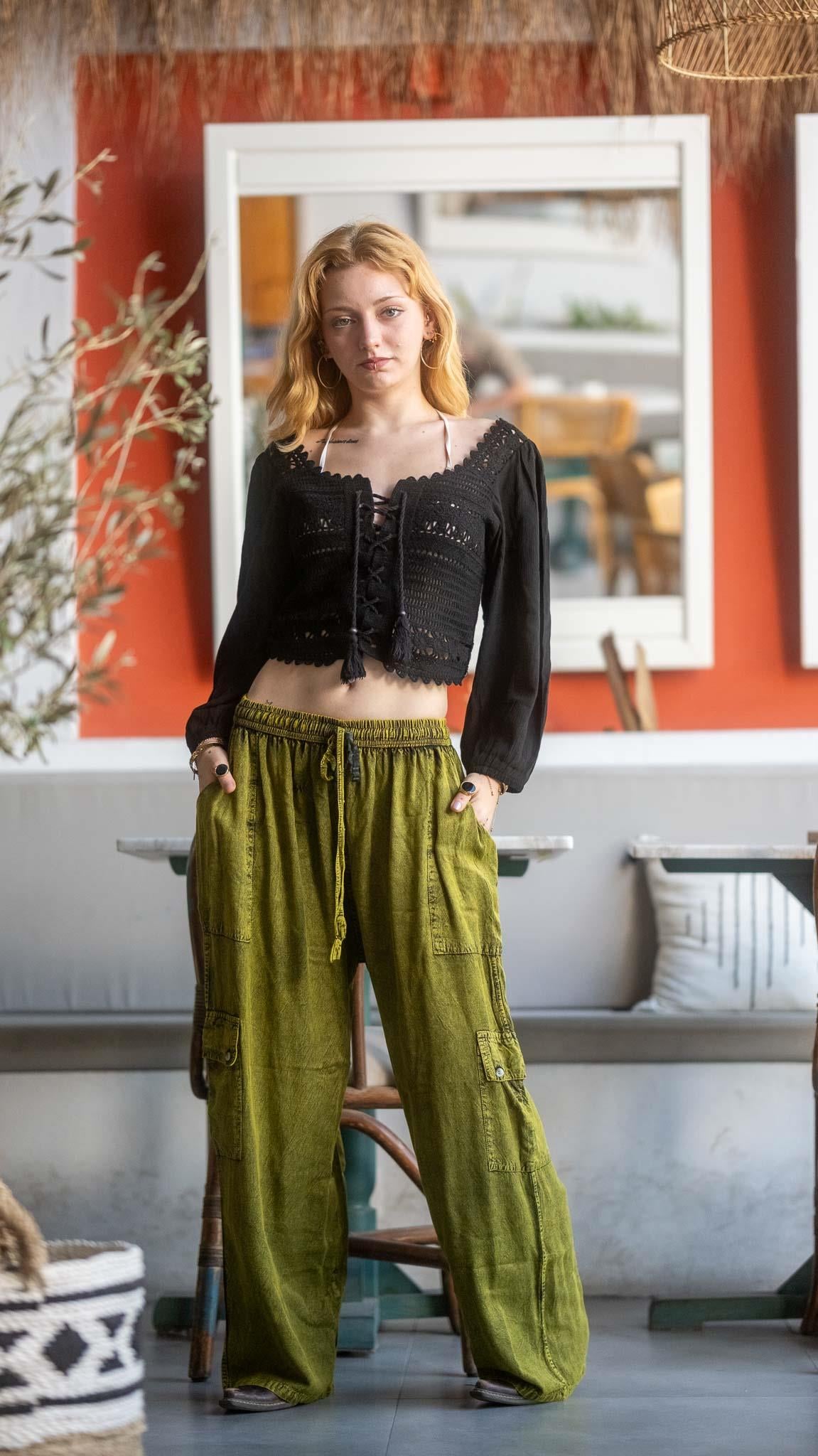 Boho Nepal Yandan Cepli Jogger Pantolon