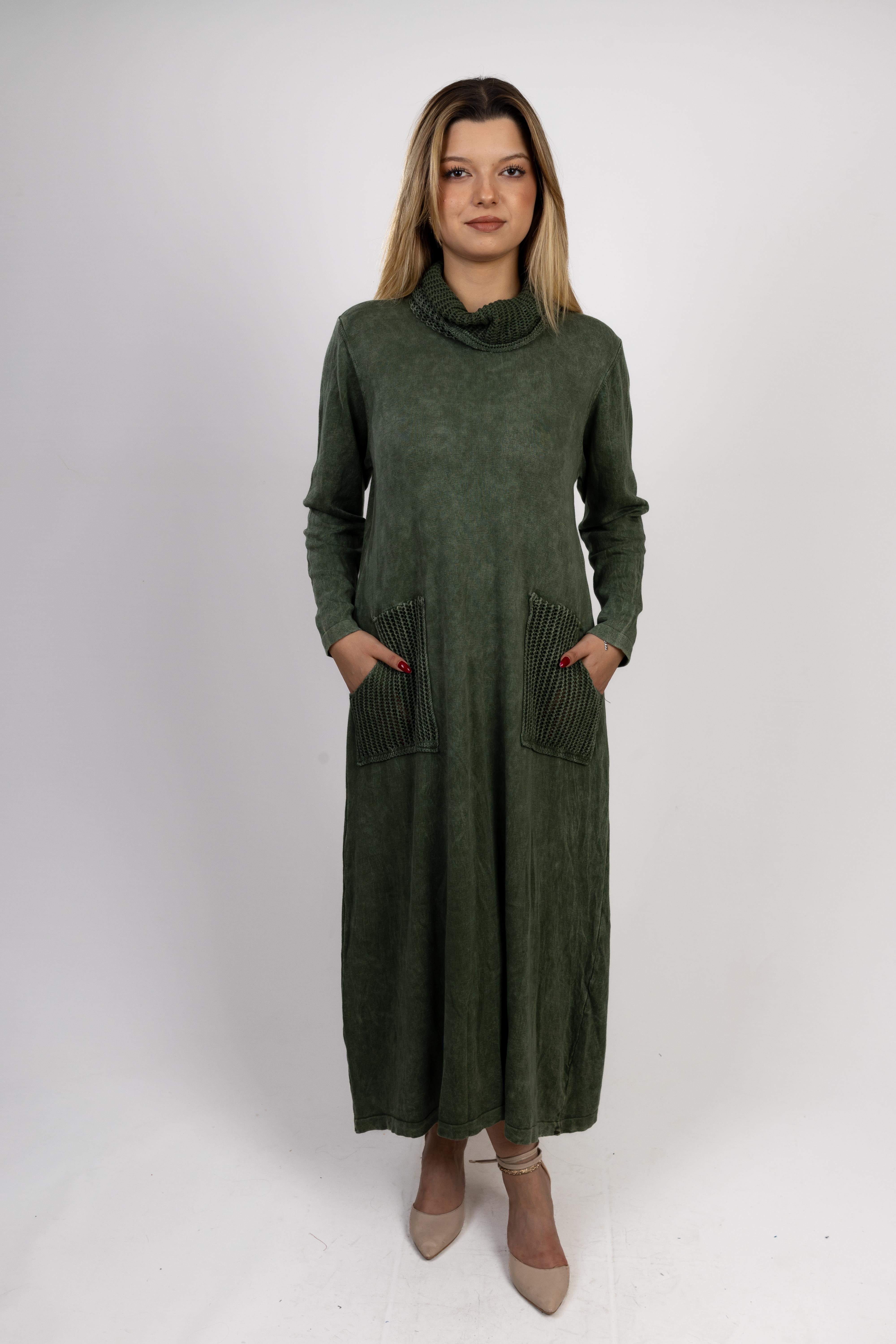 Haki Renk Triko Elbise