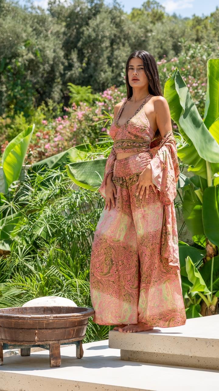 İpek Pantolon Crop Kimono