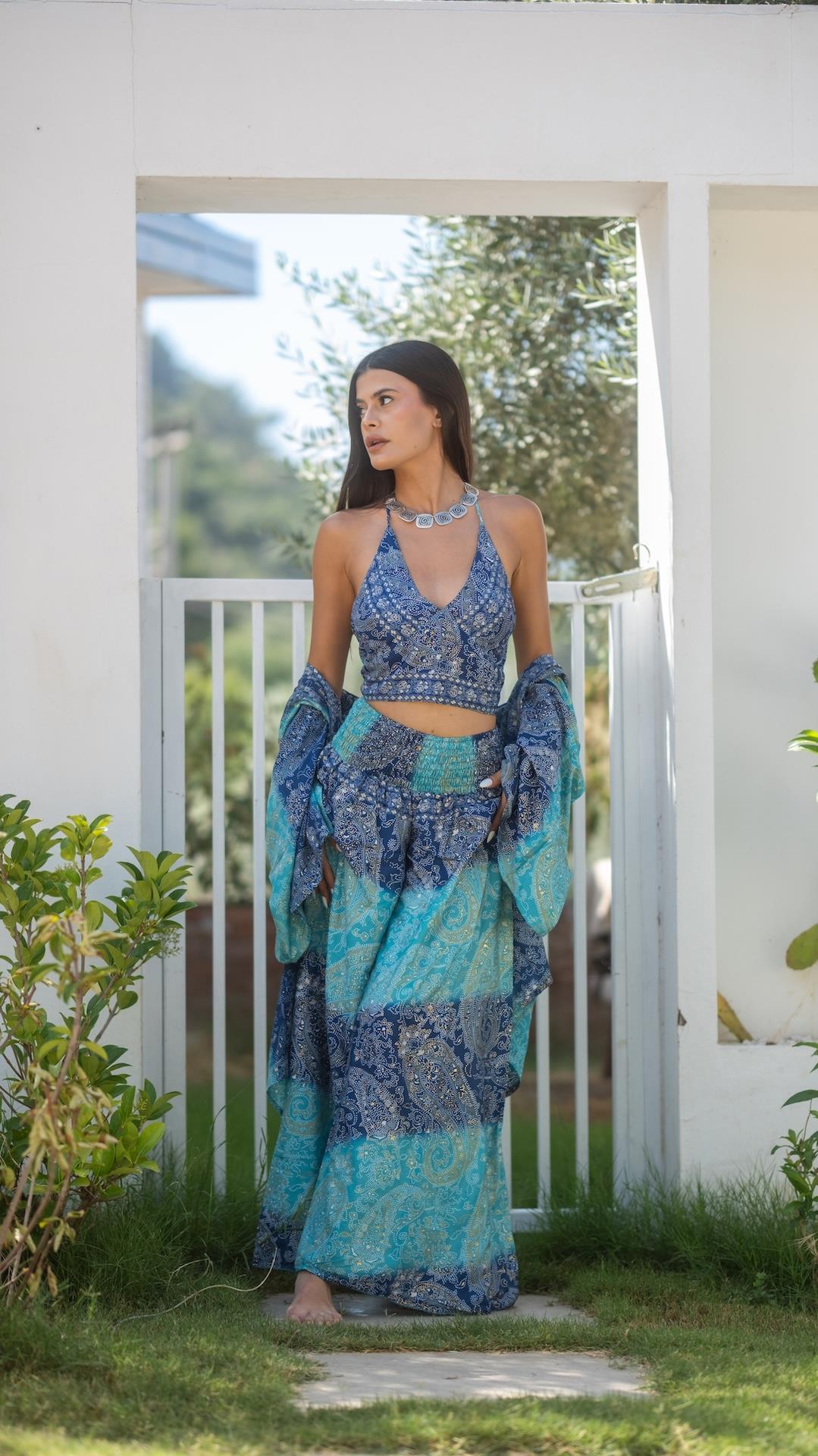 İpek Pantolon Crop Kimono