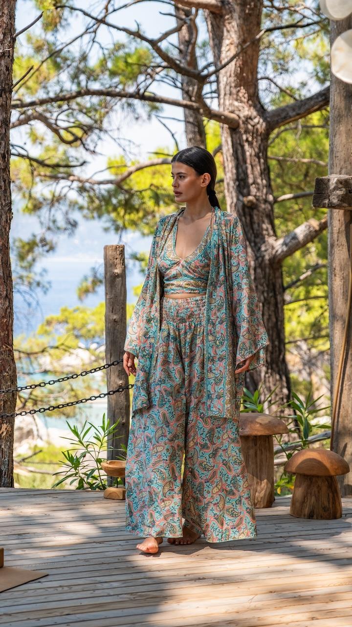 İpek Pantolon Crop Kimono