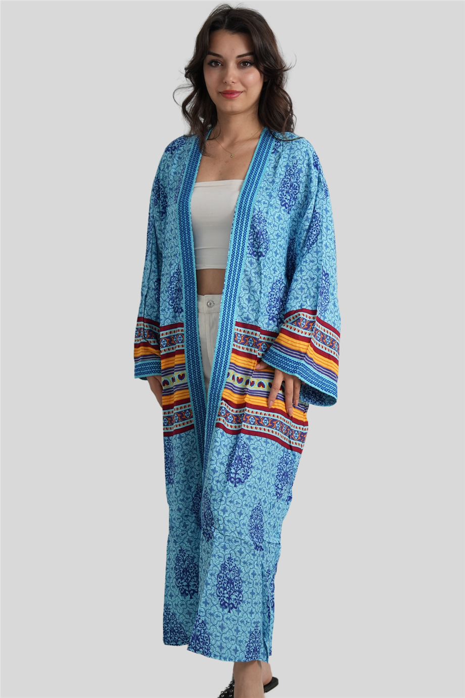 Mavi Desenli Kaftan