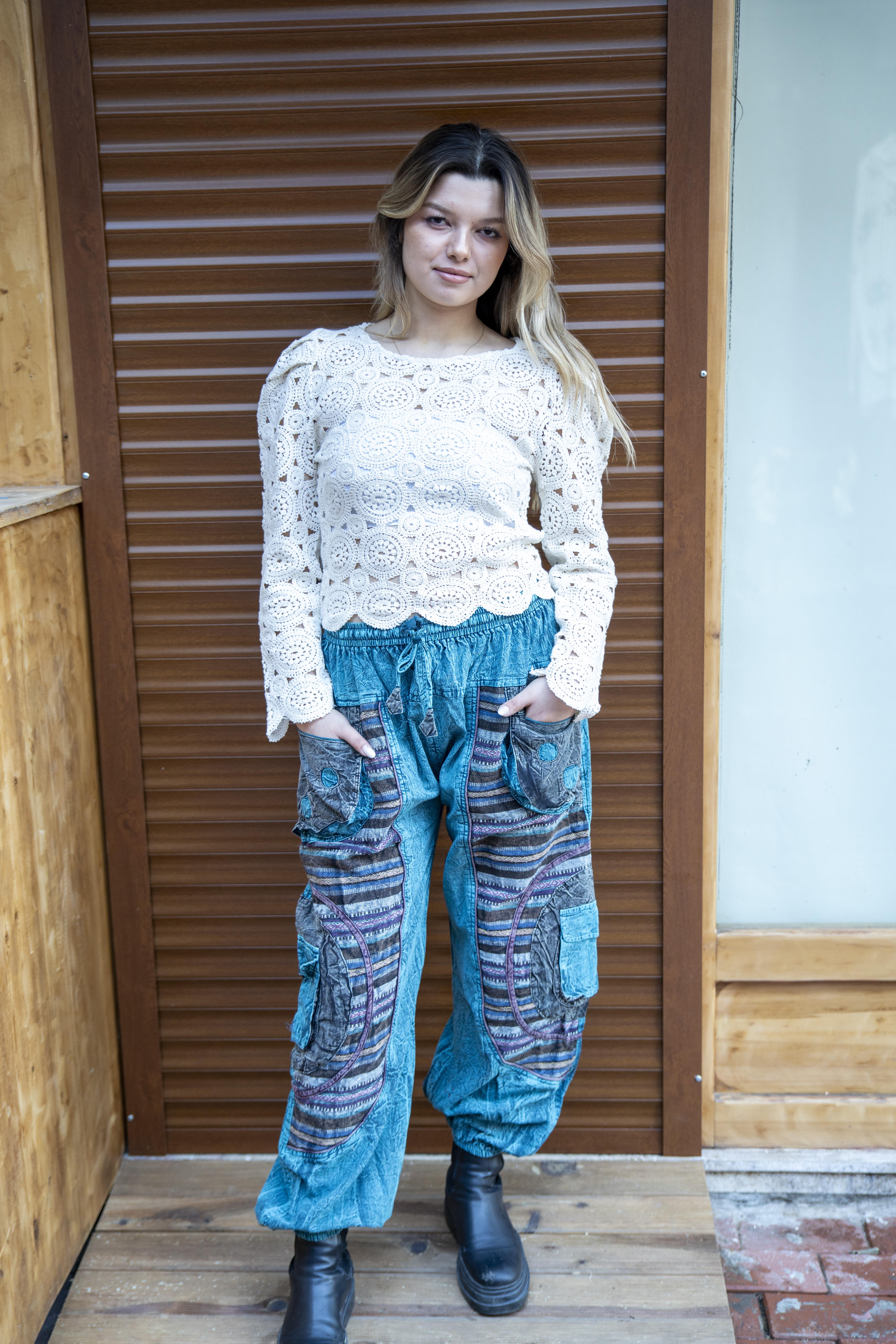 Mavi Unisex Bohem Nepal Cepli Pantolon