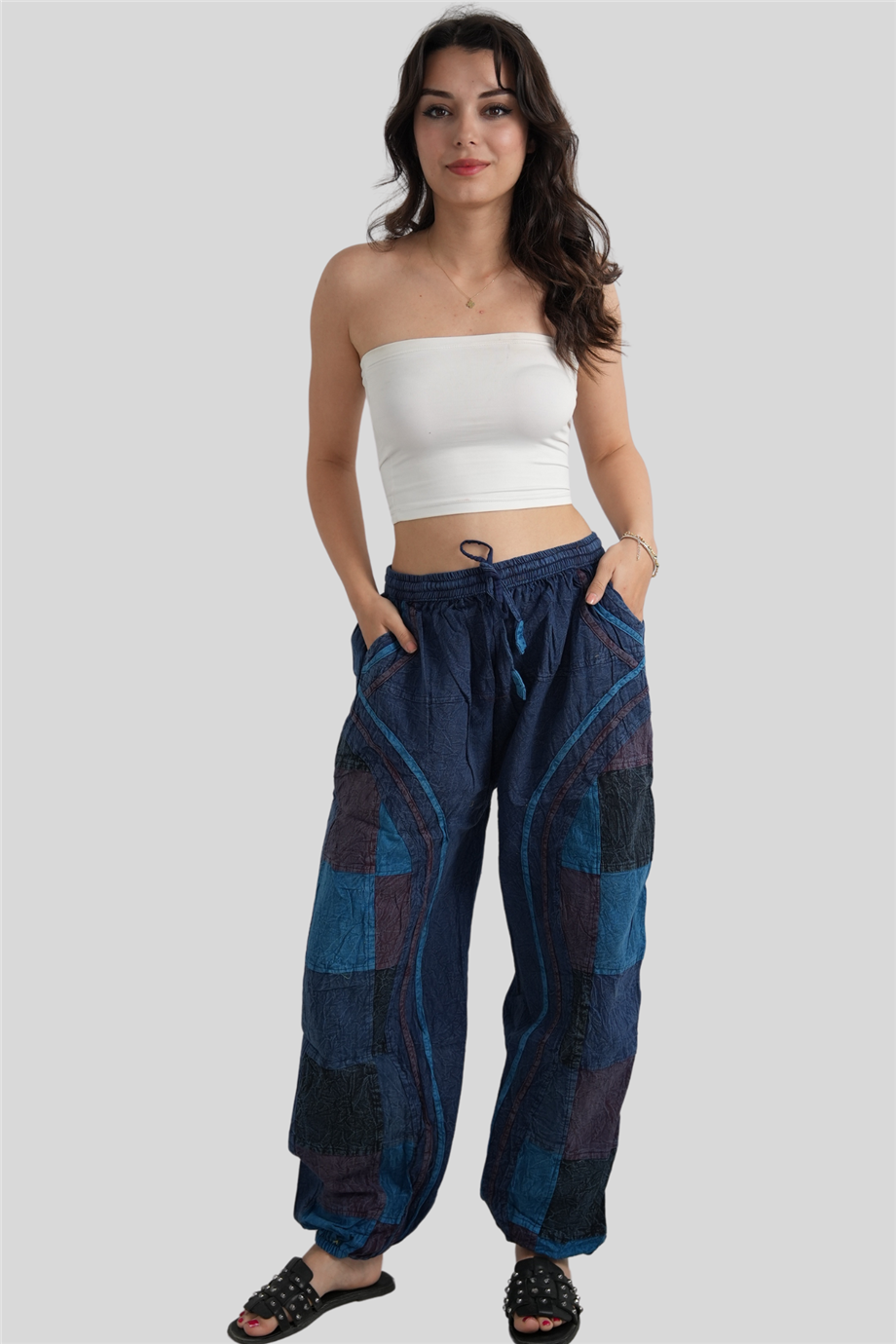 Mavi Unisex Bohem Nepal Patchwork Pantolon