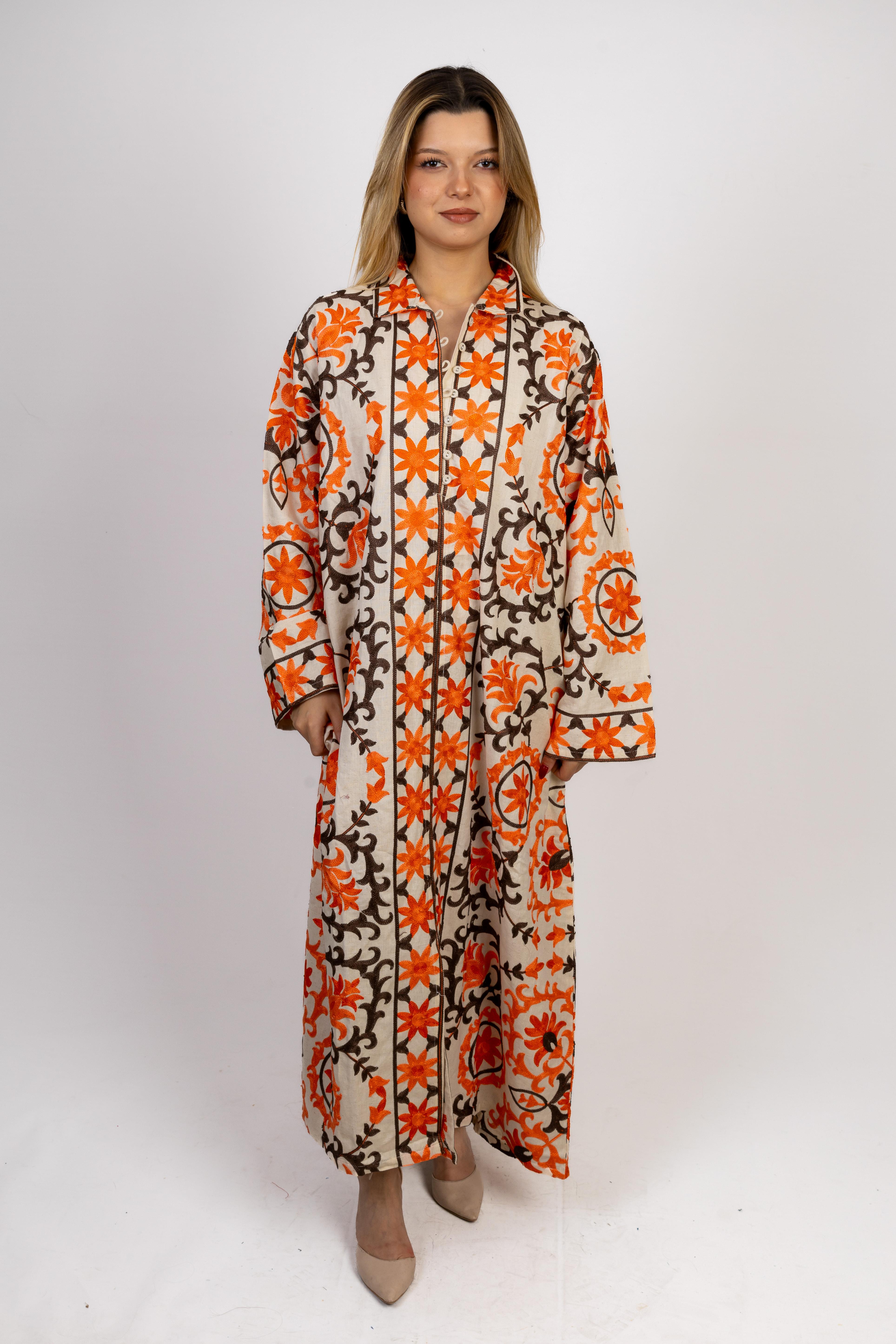 Nakışlı Kaftan Elbise
