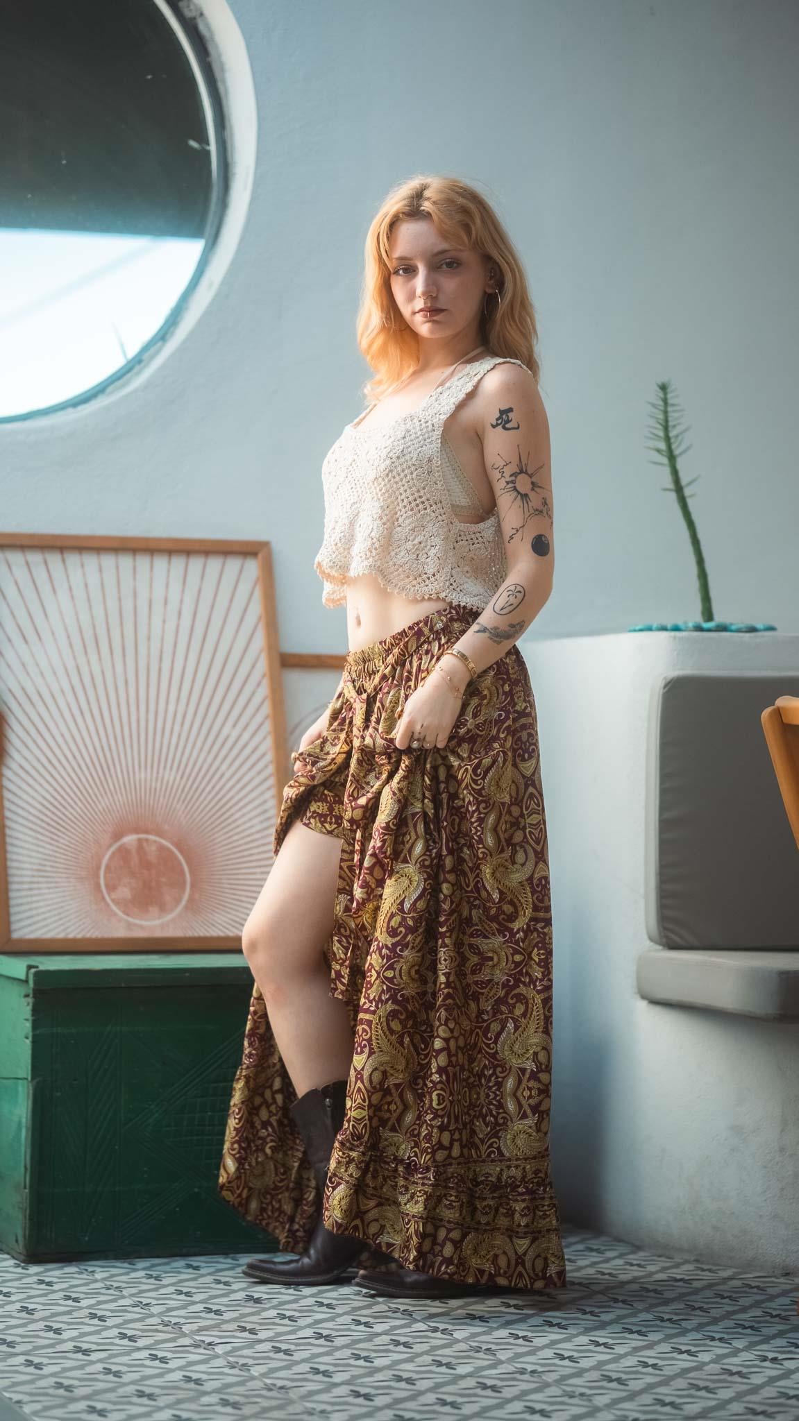 Tasarım Bej Kalın Askılı Örme Detay Bluz 