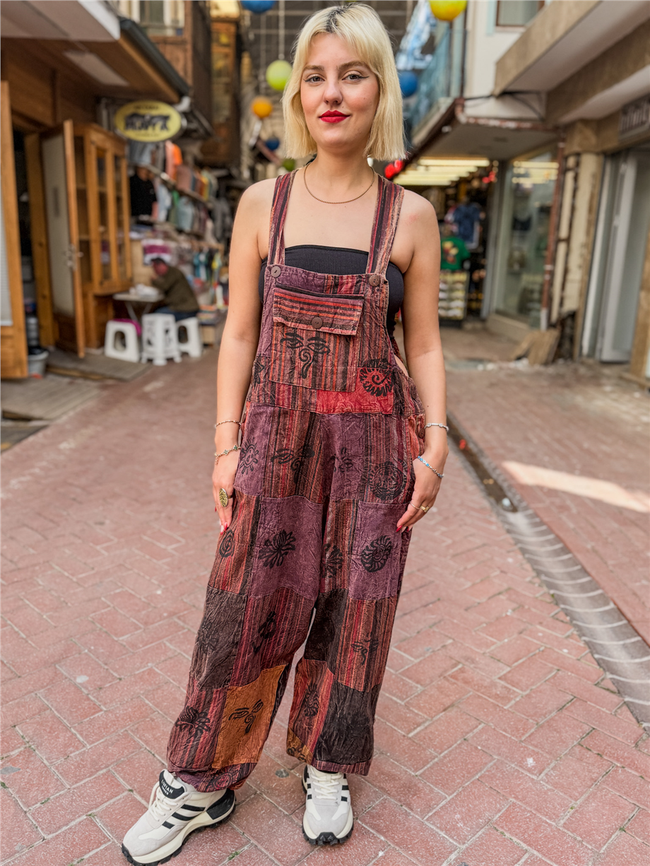 Velora Mor Renk Unisex Nepal Patchwork Tulum