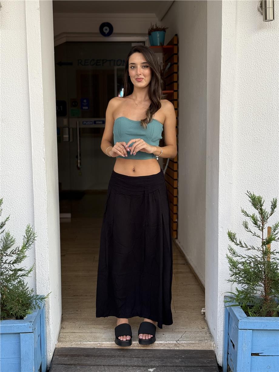 Yeşil Renk Straplez Crop Bluz