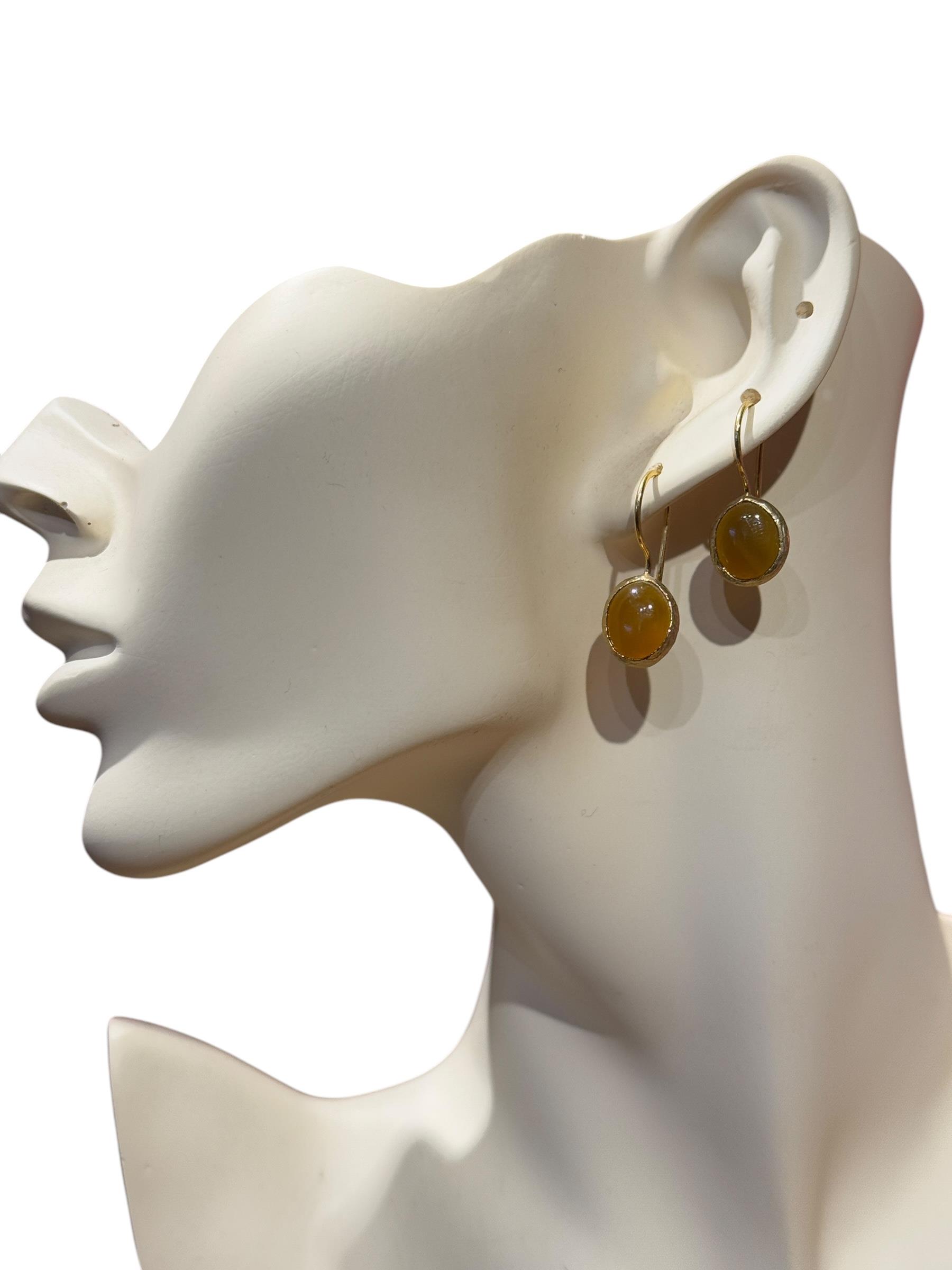 Gold Plated Earrings with Natural Stones