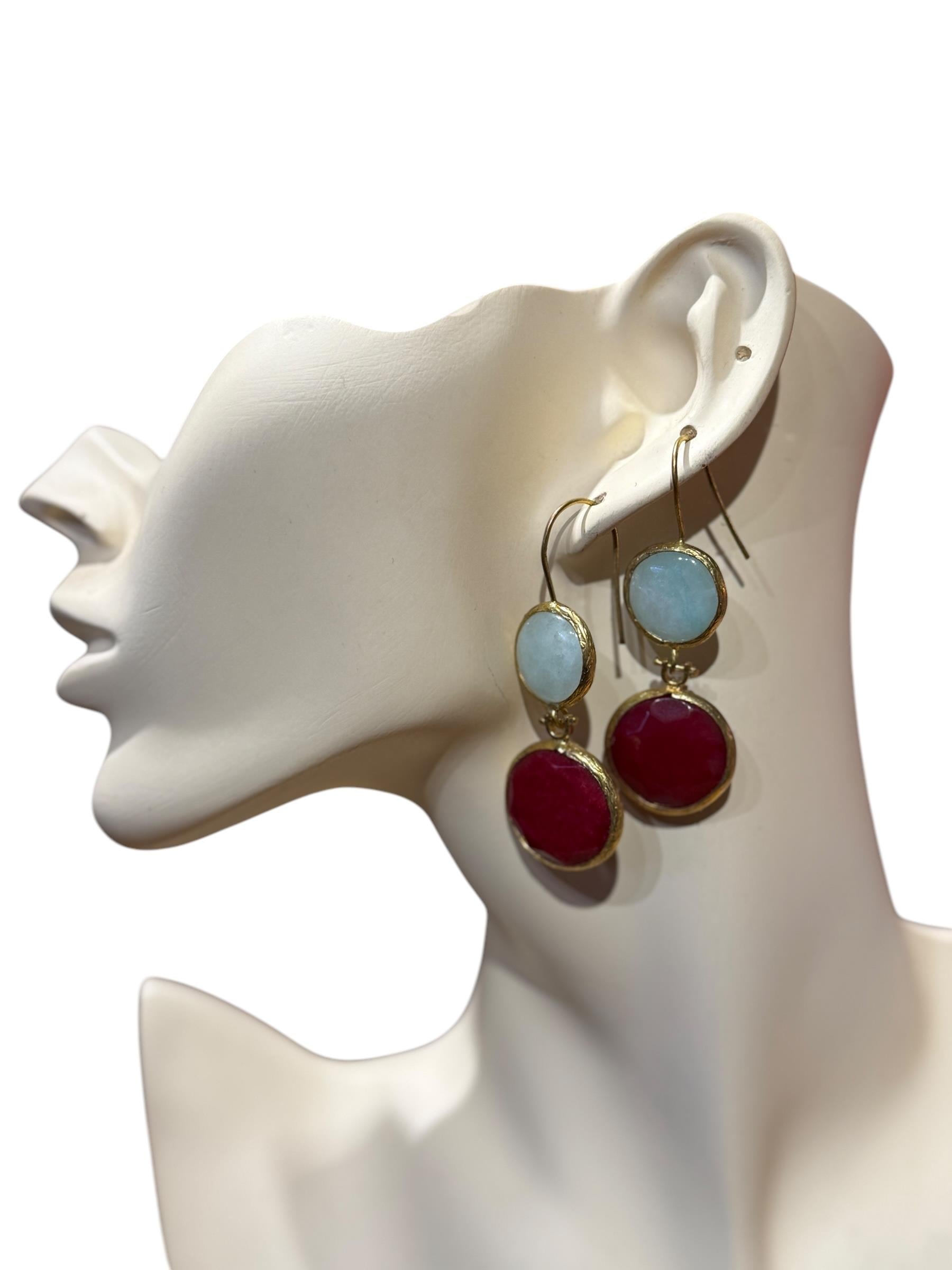 Gold Plated Earrings with Natural Stones