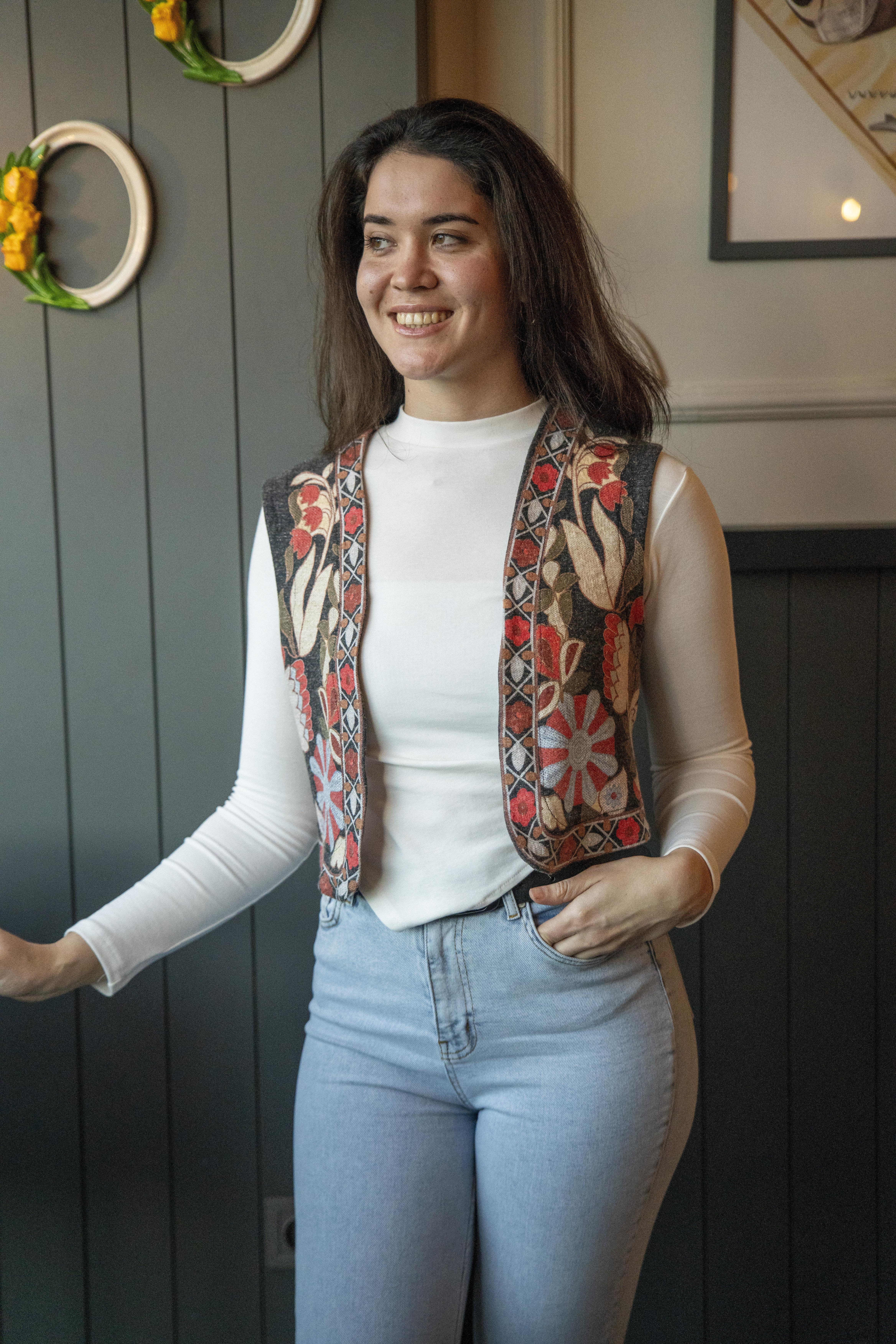 Anthracite Floral Pattern Vest