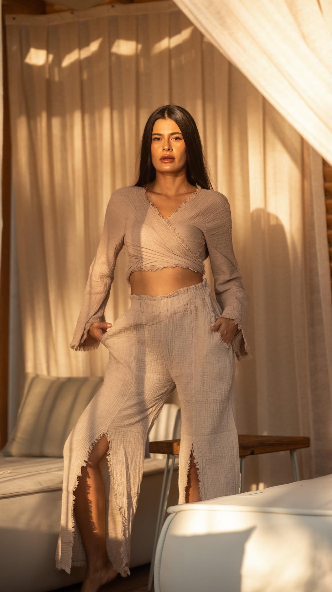 Bej Renk Marakesh Müslin Pantolon