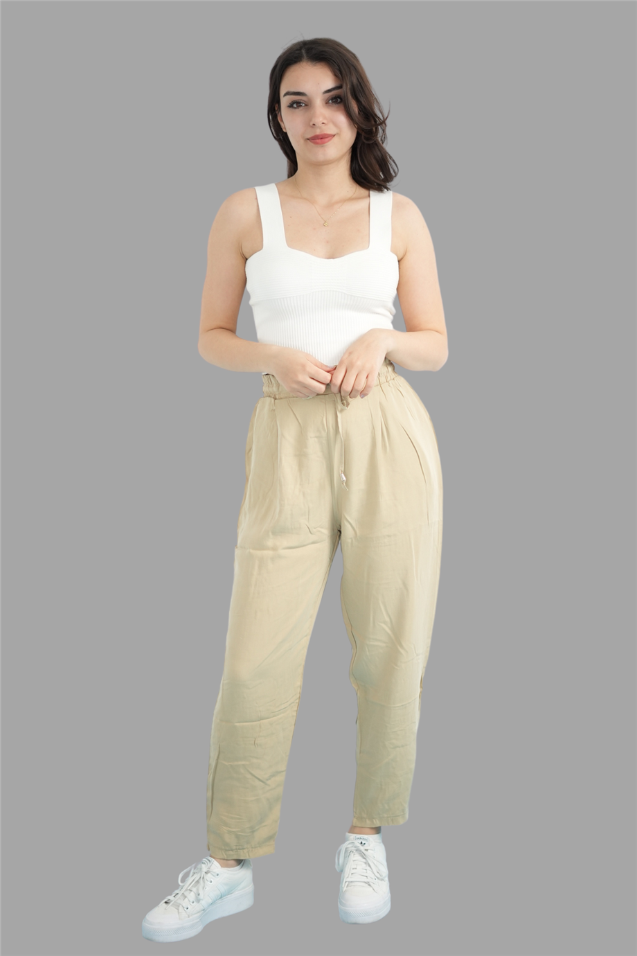 Bej Renk Tensel Kumaş Pantolon