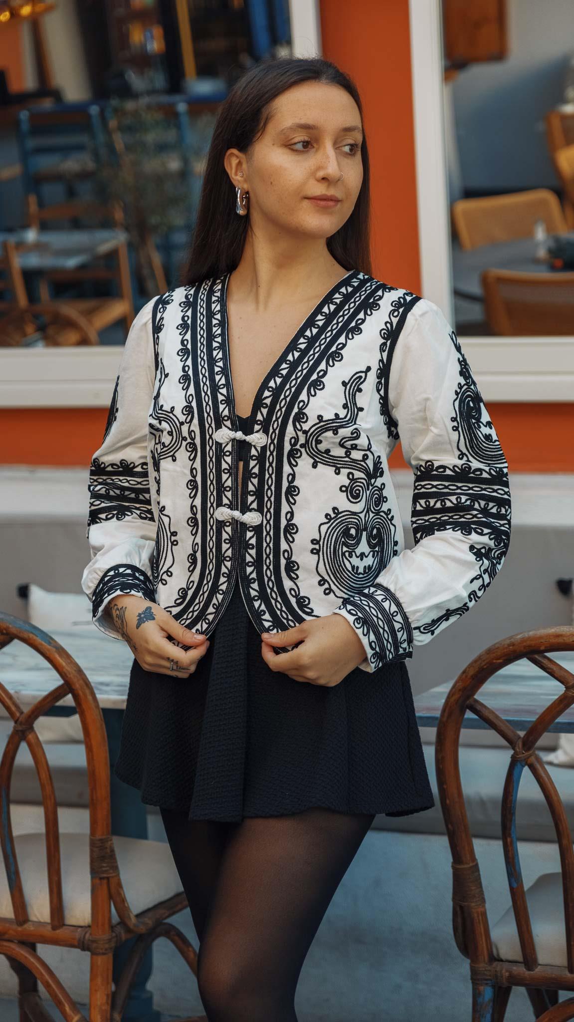 White and Black Embroidered Designer Jacket