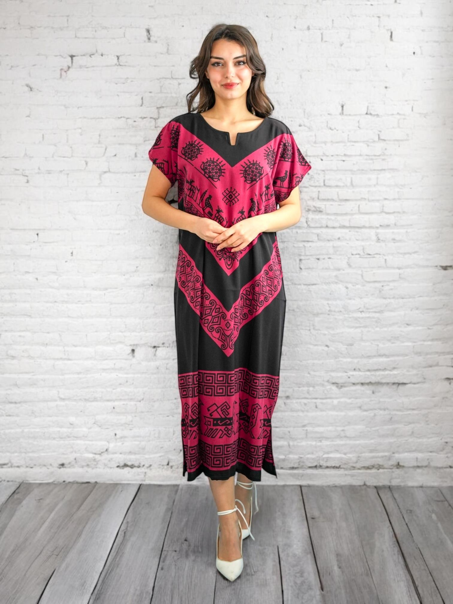 Burgundy Hittite Patterned Dress