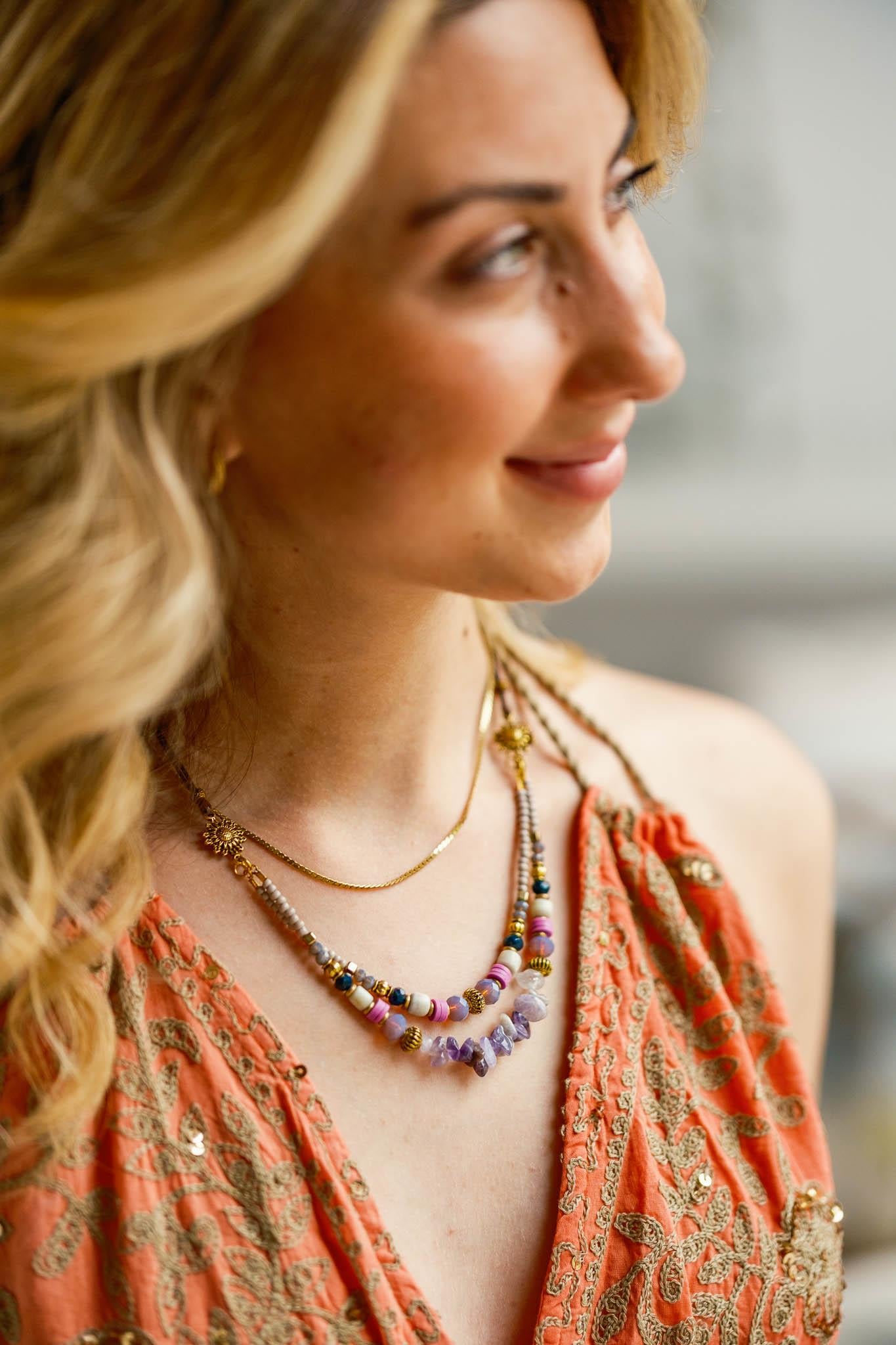 Çok Katmanlı Renkli Boho Amatis Kolye