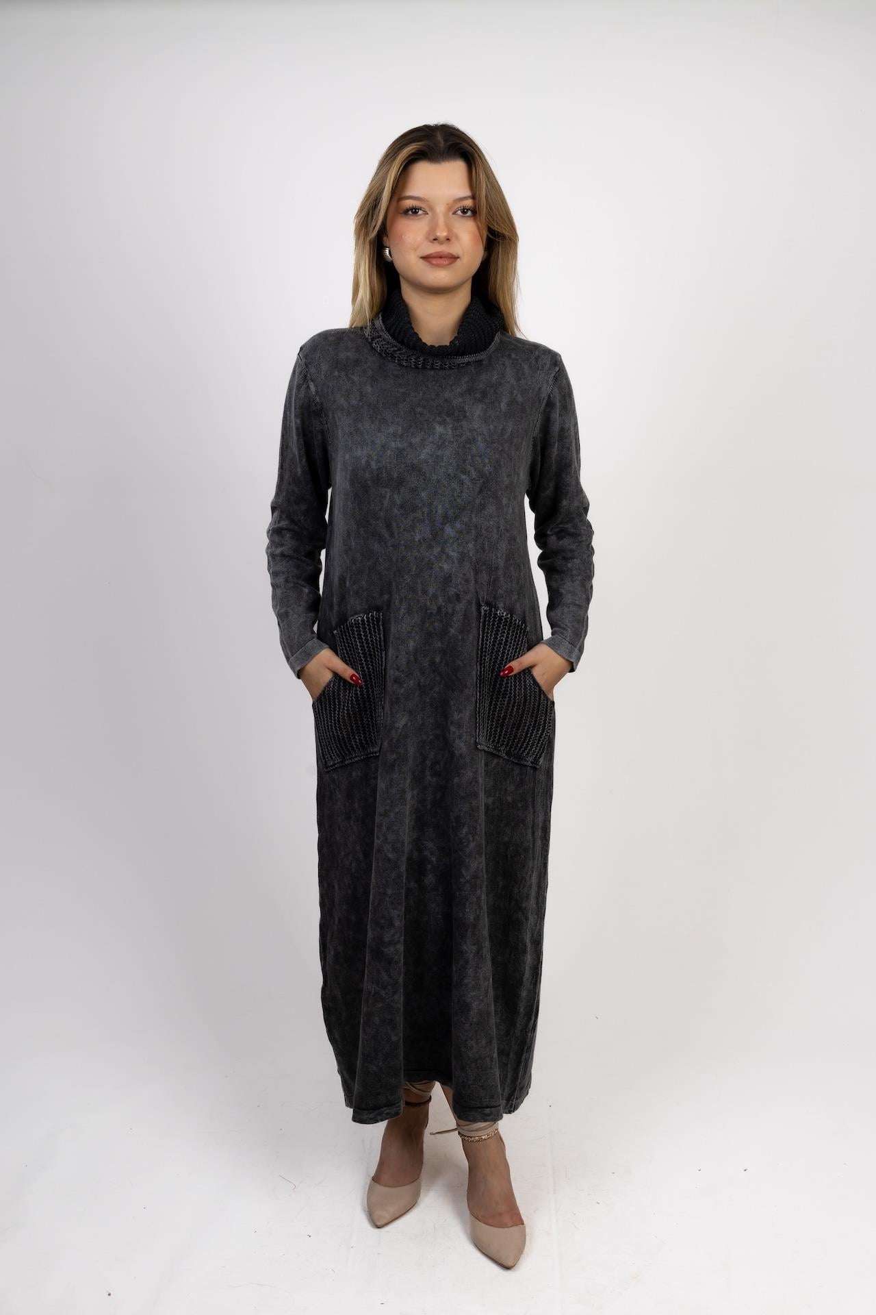 Smoke Gray Knitted Dress