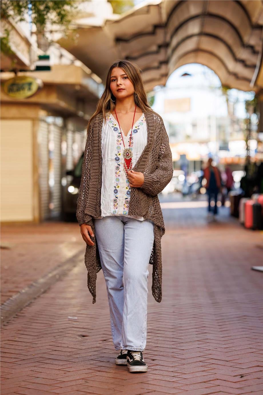 Haki Renk File Hırka