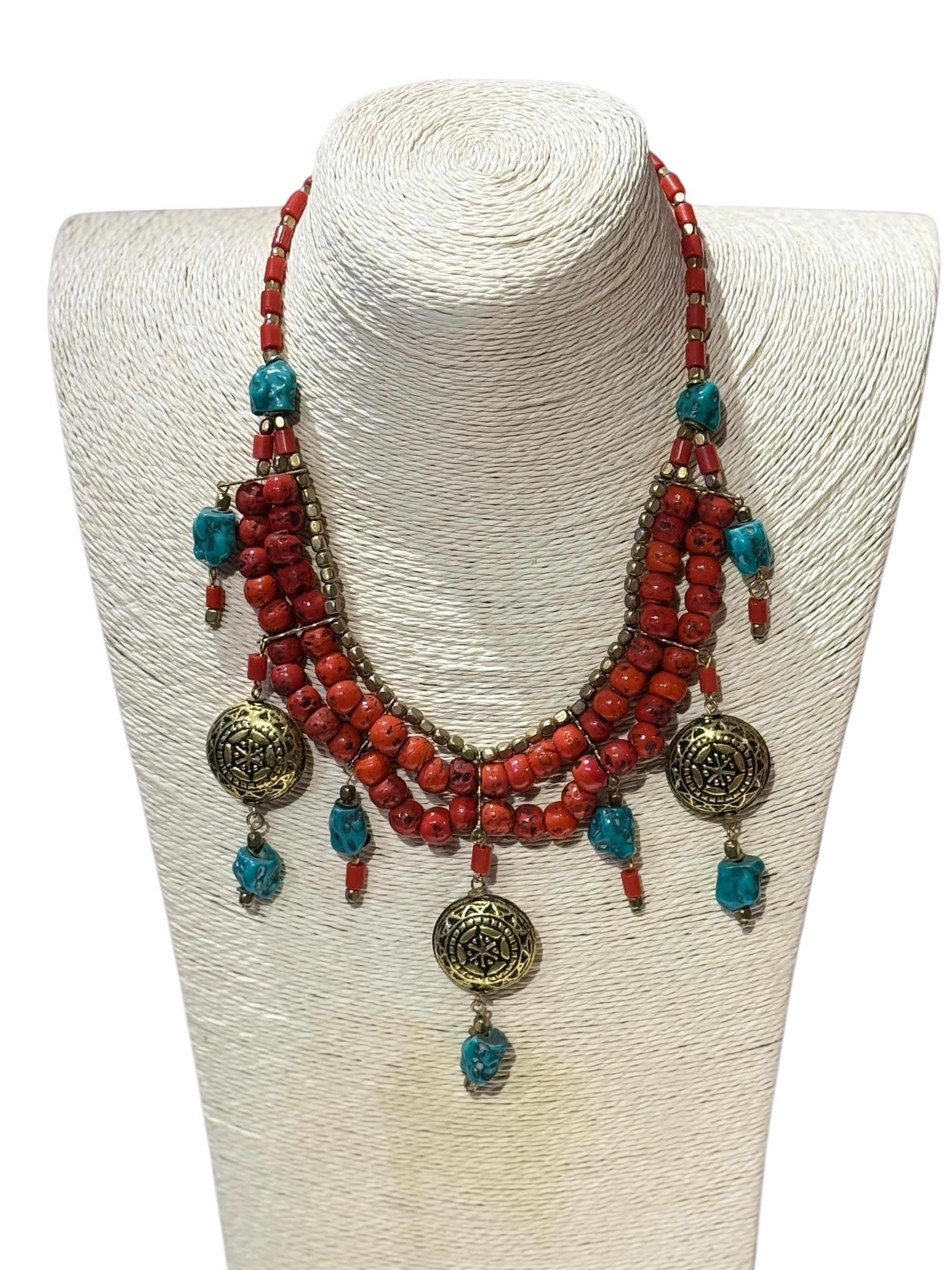 Indian Embroidered Medallion Necklace
