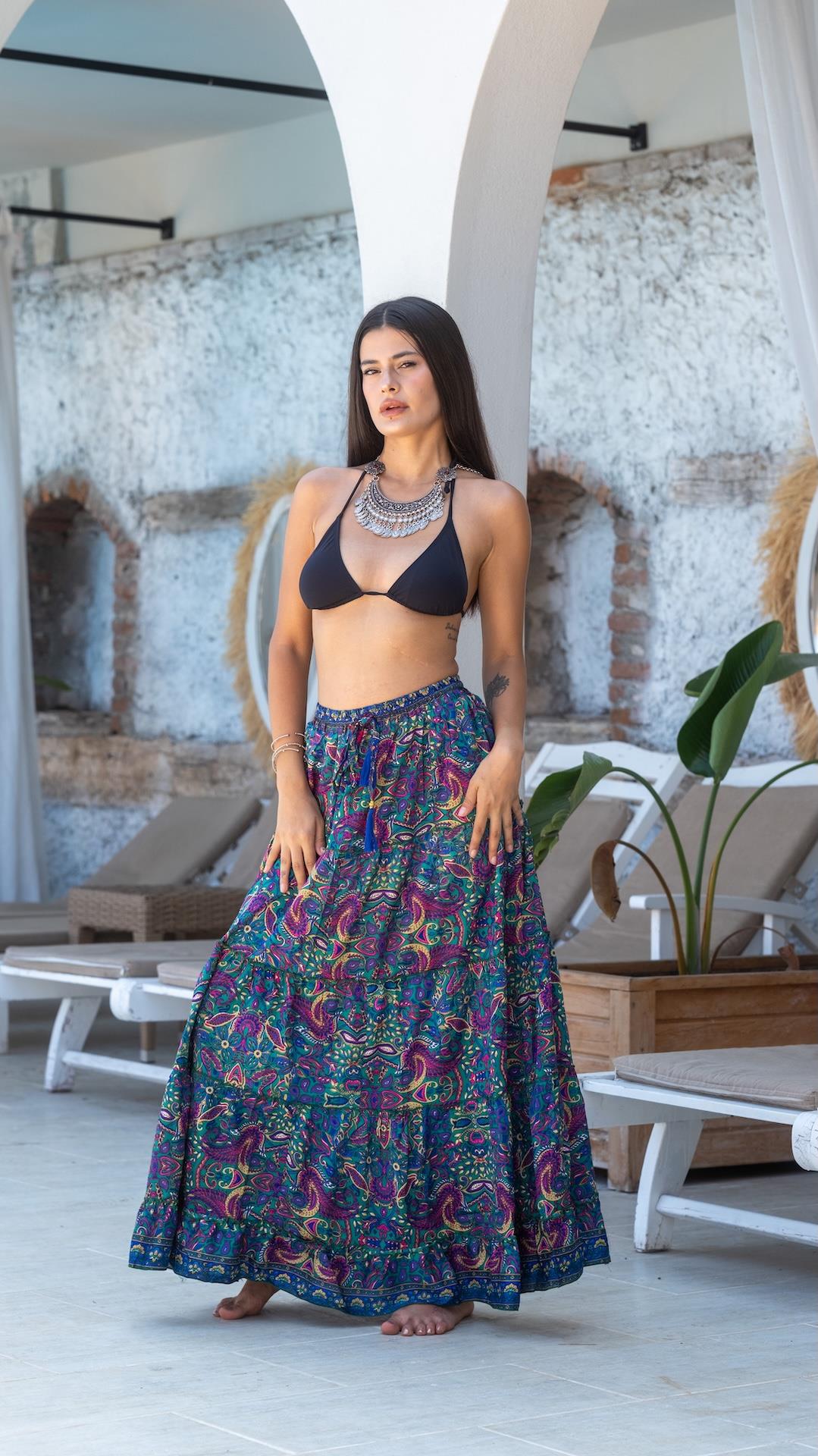 Lacivert Harmoni İpek Etek