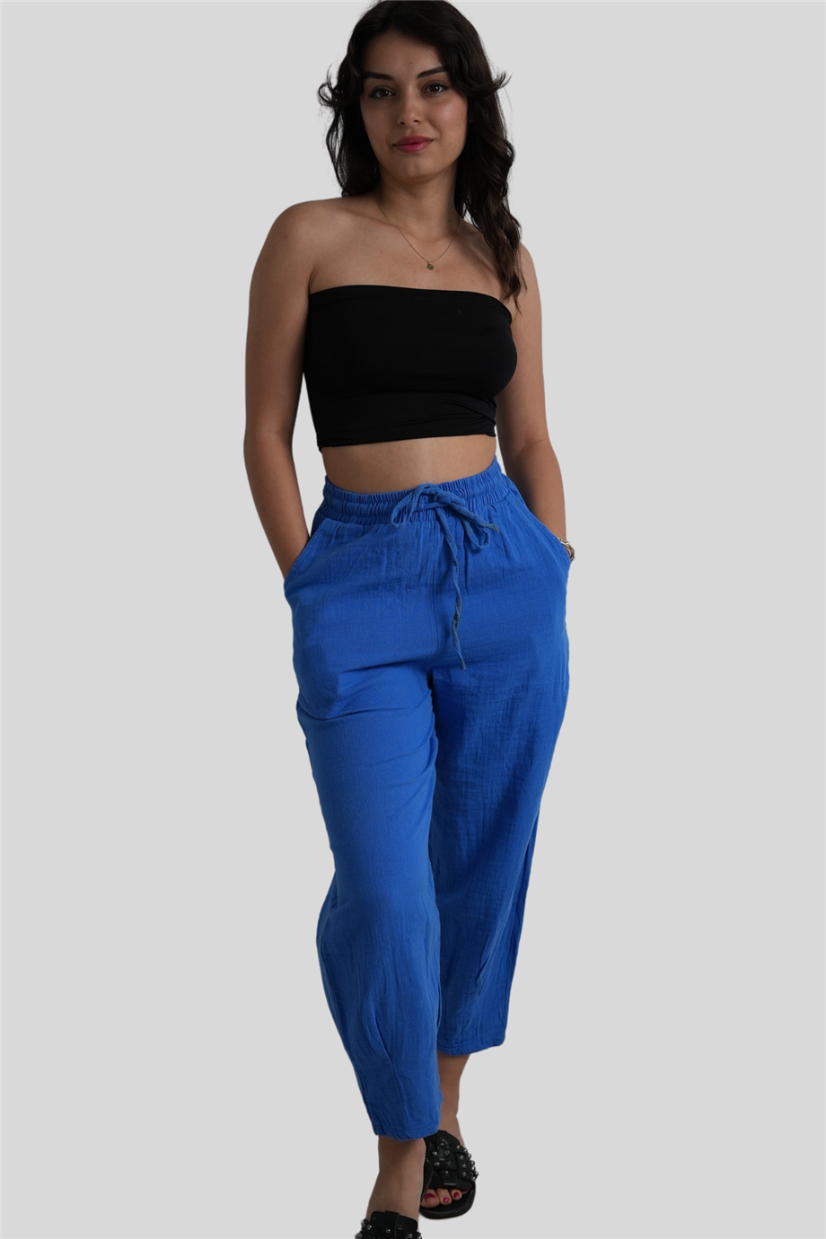 Mavi Beli Lastikli Pantolon