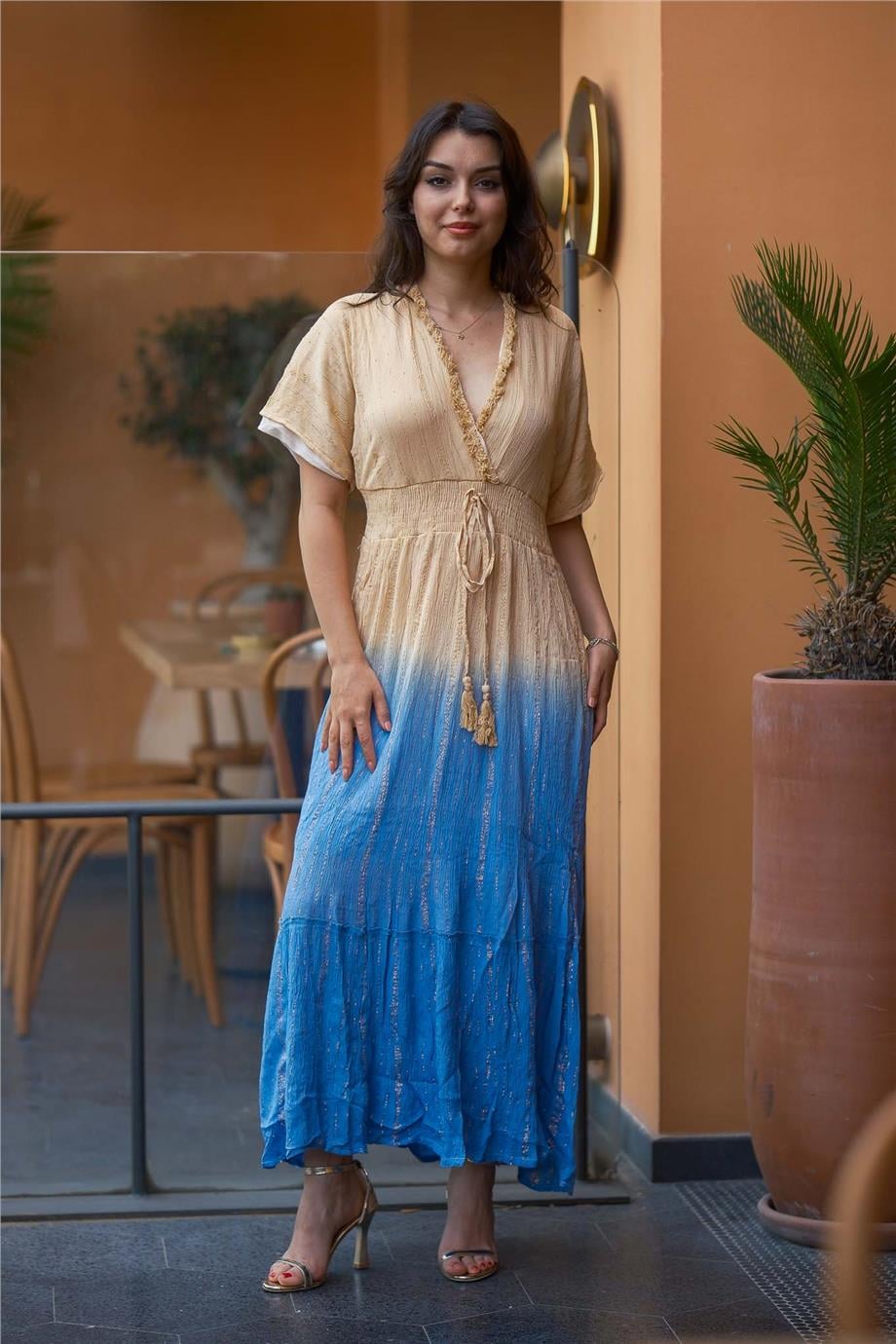 Blue Sequin Detail Dress
