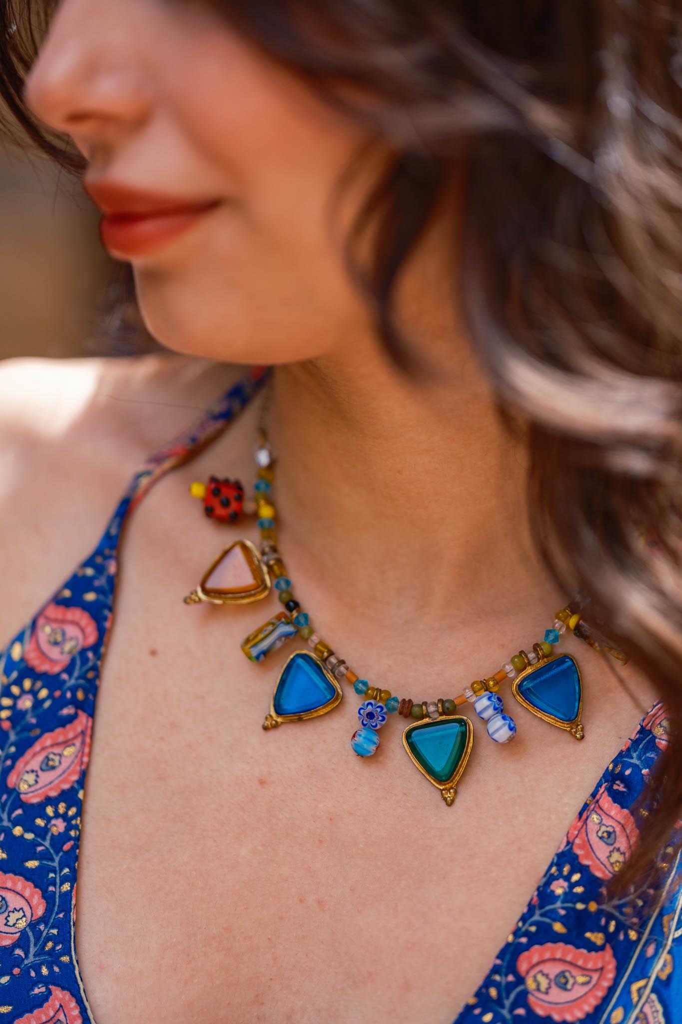 Mozaik Işıltısı Bohem Kolye