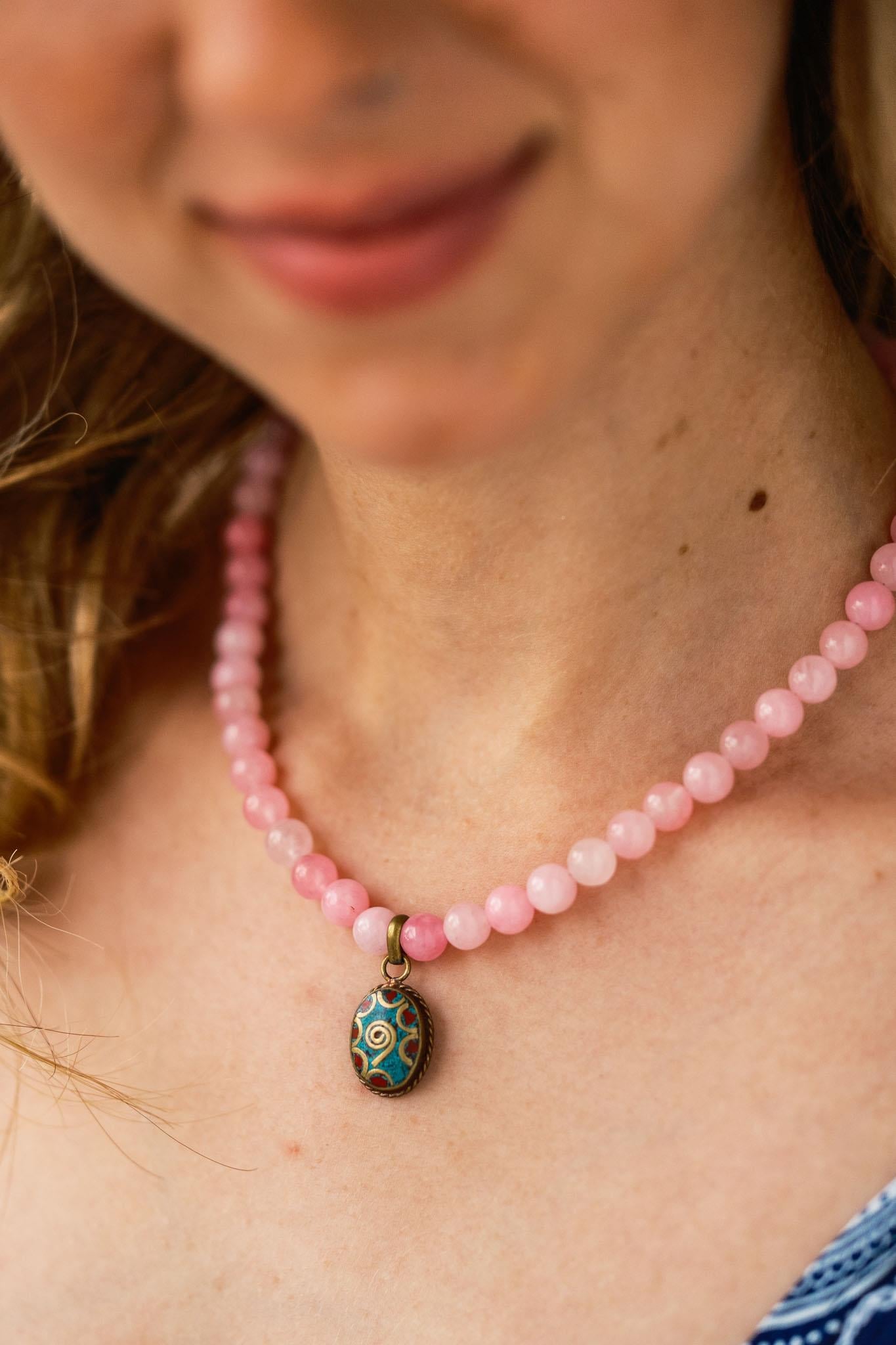 Pembe Kuvars Charm Kolye