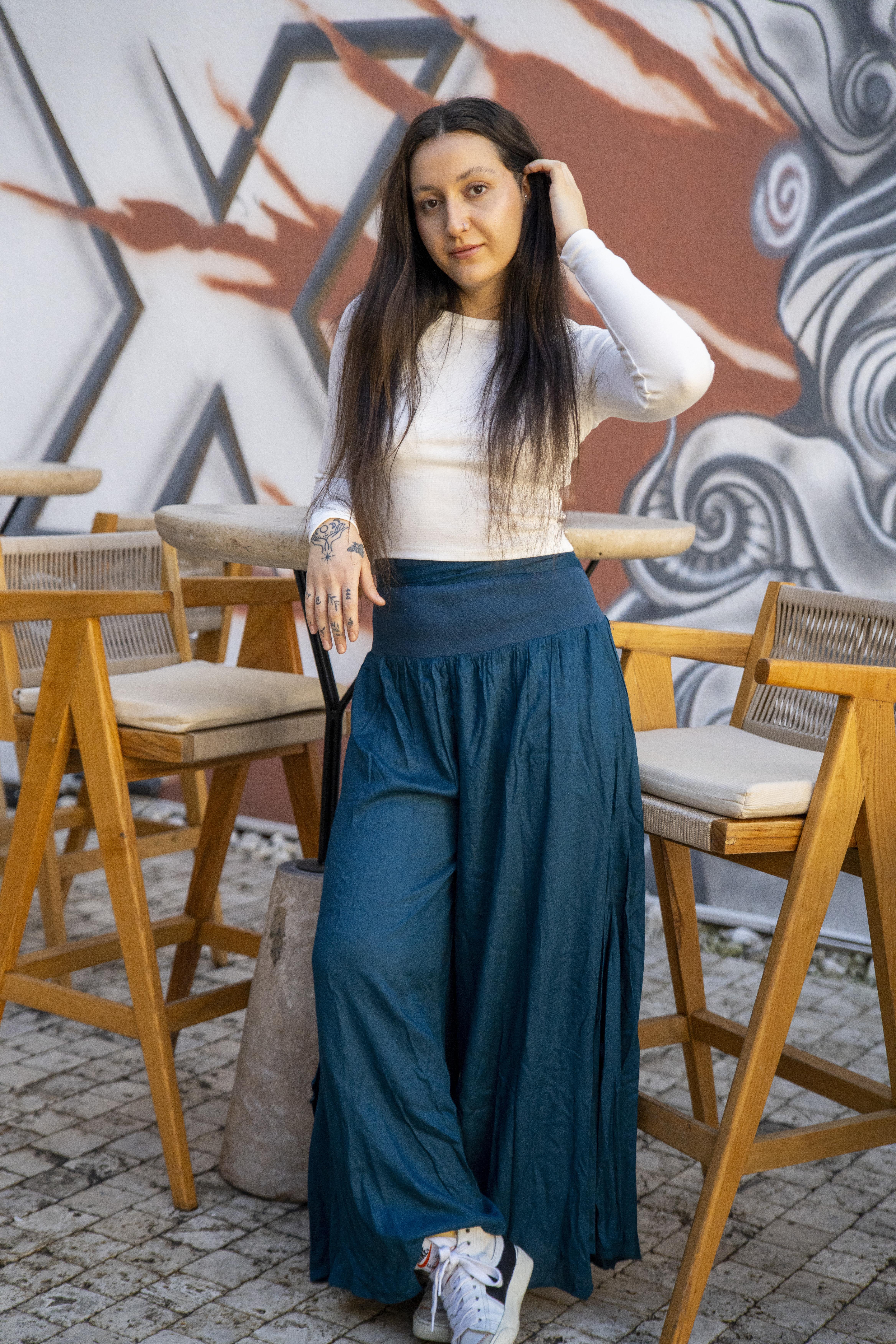 Petrol Mavisi Bohem Pantolon