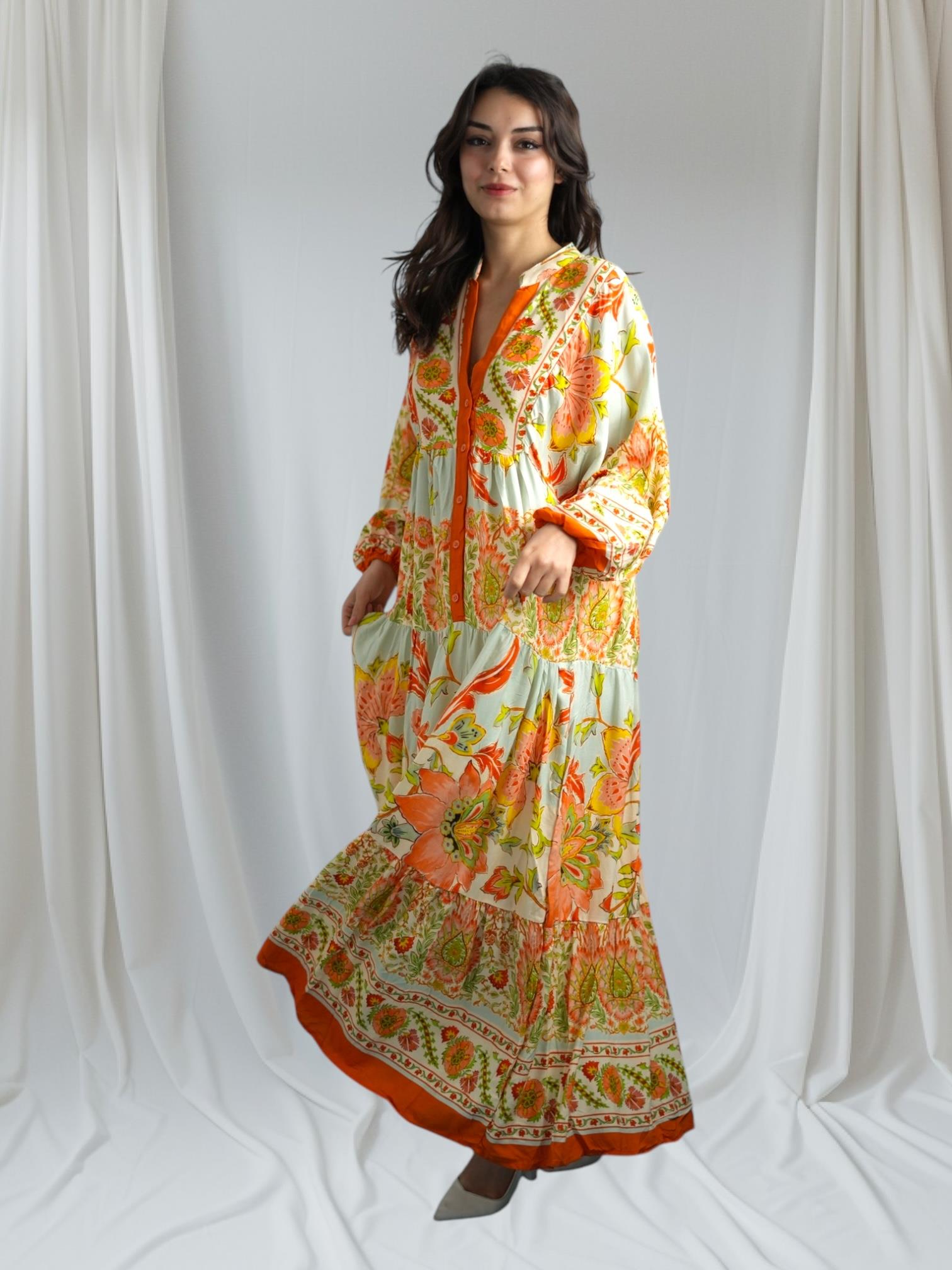 Yellow Floral Patterned Dress