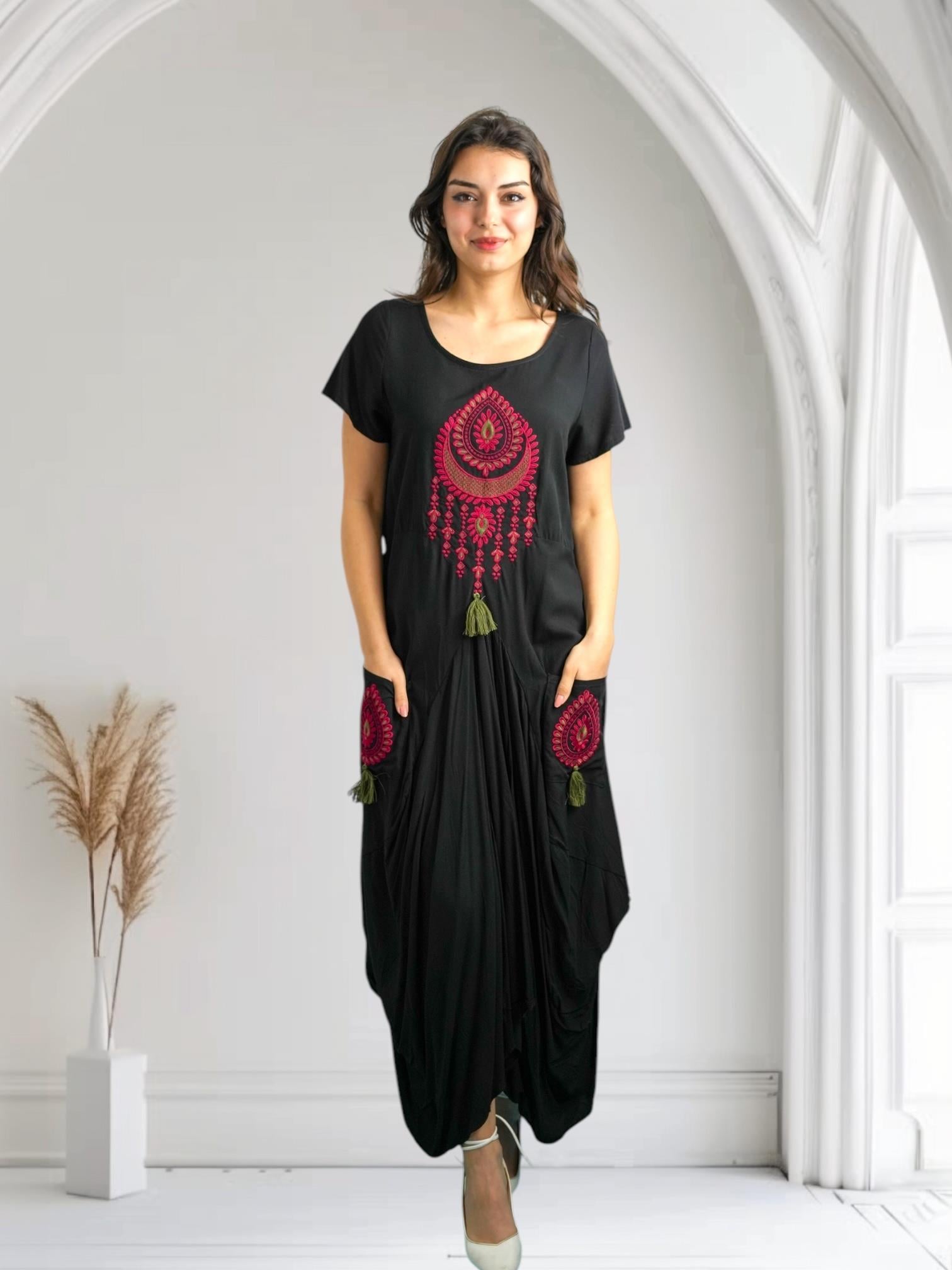 Black Embroidered Dress