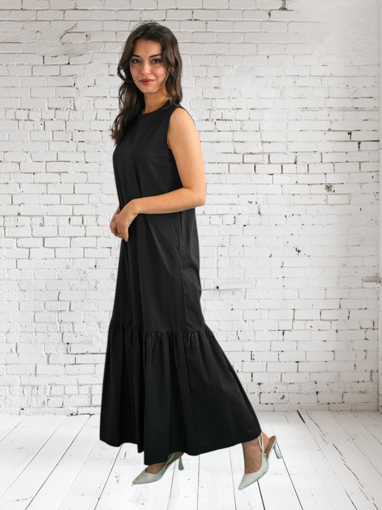 Black Dress with Pleat Details