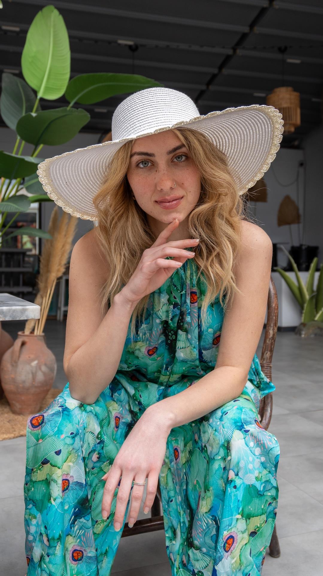 Aqua Green Jumpsuit with Slit Detail