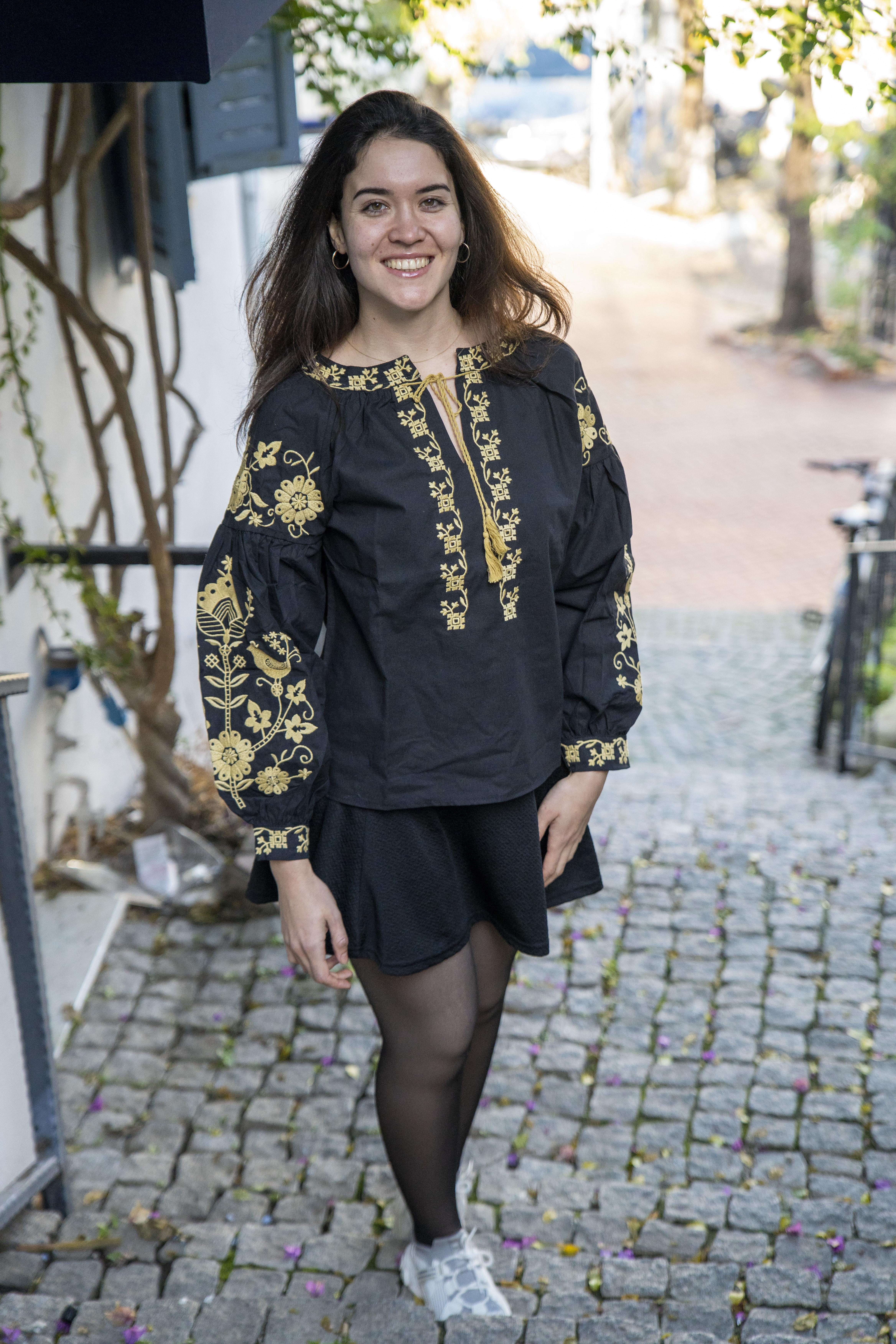 Designer Black Bird Flower Embroidered Blouse