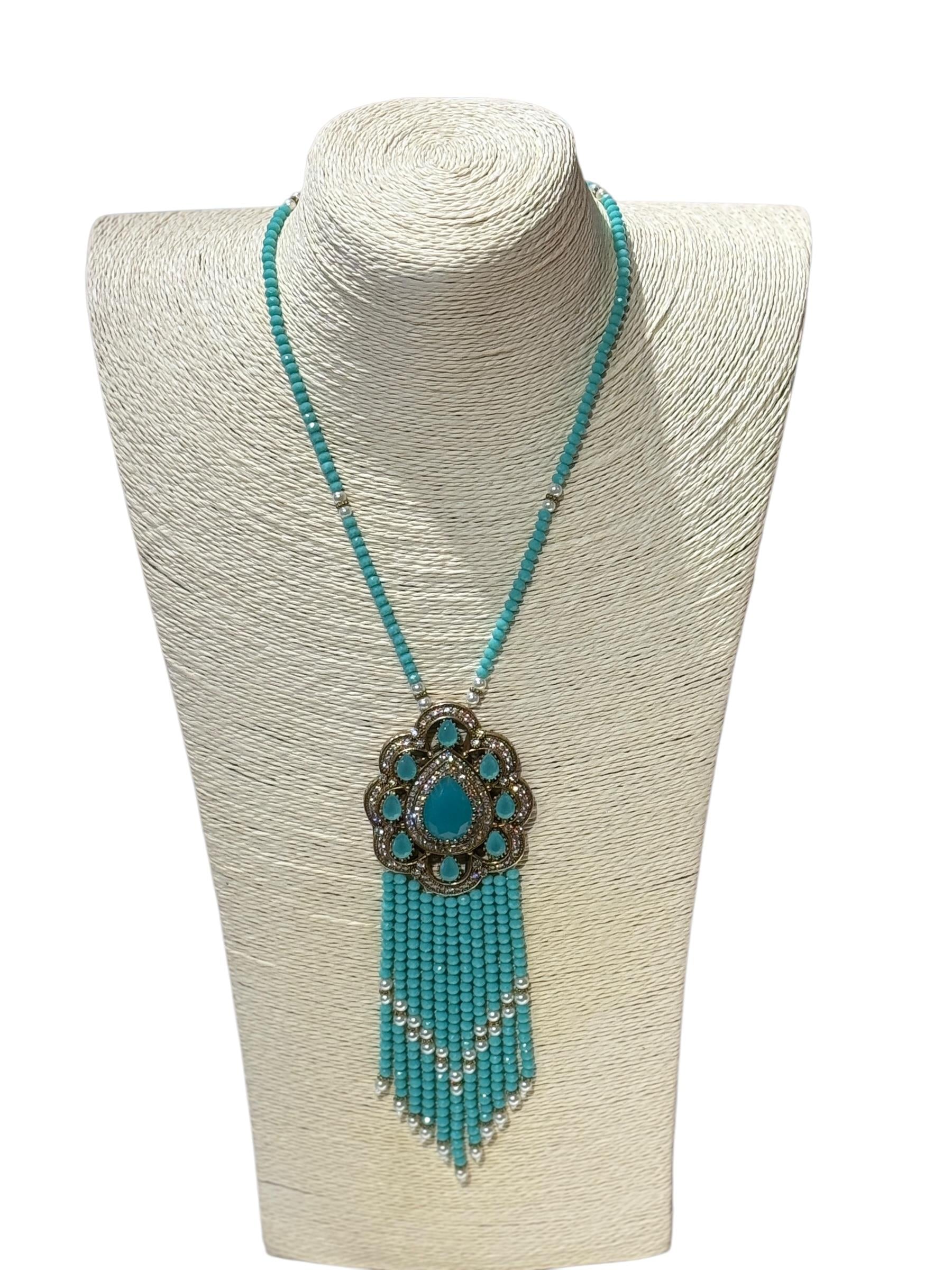 Authentic Necklace with Turquoise Crystal Stones